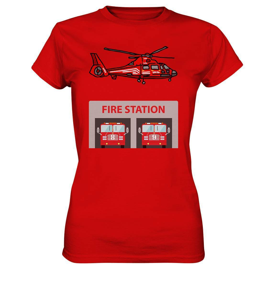 Feuerwehr Helikopter Fire Station - Ladies Premium Shirt-berufsfeuerwehr,feuerwehr,Feuerwehrfrau,Feuerwehrmann,freiwillige feuerwehr,geschenk,helikopter,jugendfeuerwehr,jungen,mädchen