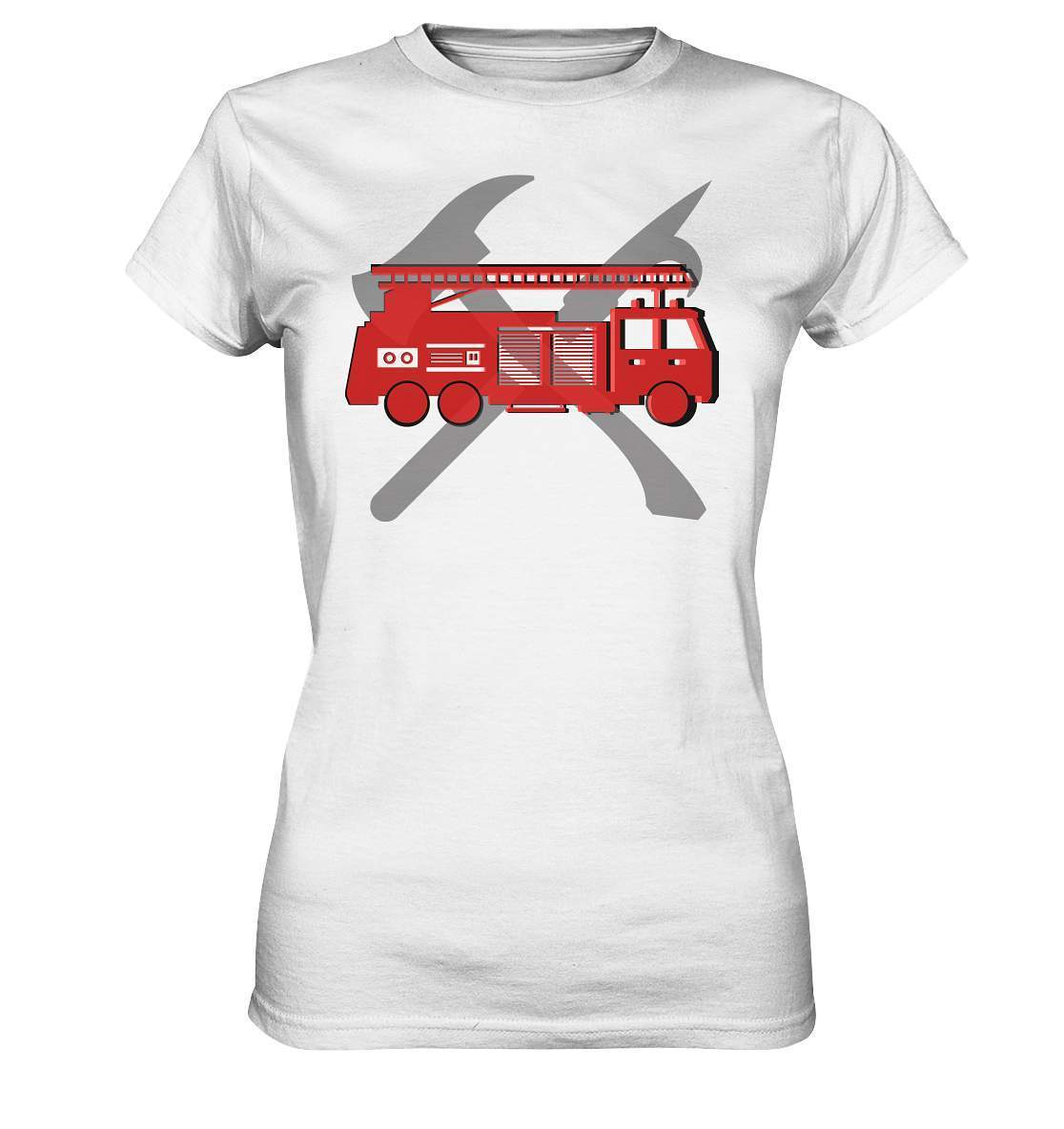 Feuerwehr Auto und Feuerlöschwerkzeuge - Ladies Premium Shirt-berufsfeuerwehr,feuerwehr,Feuerwehrfrau,Feuerwehrmann,freiwillige feuerwehr,geschenk,helikopter,jugendfeuerwehr,jungen,mädchen