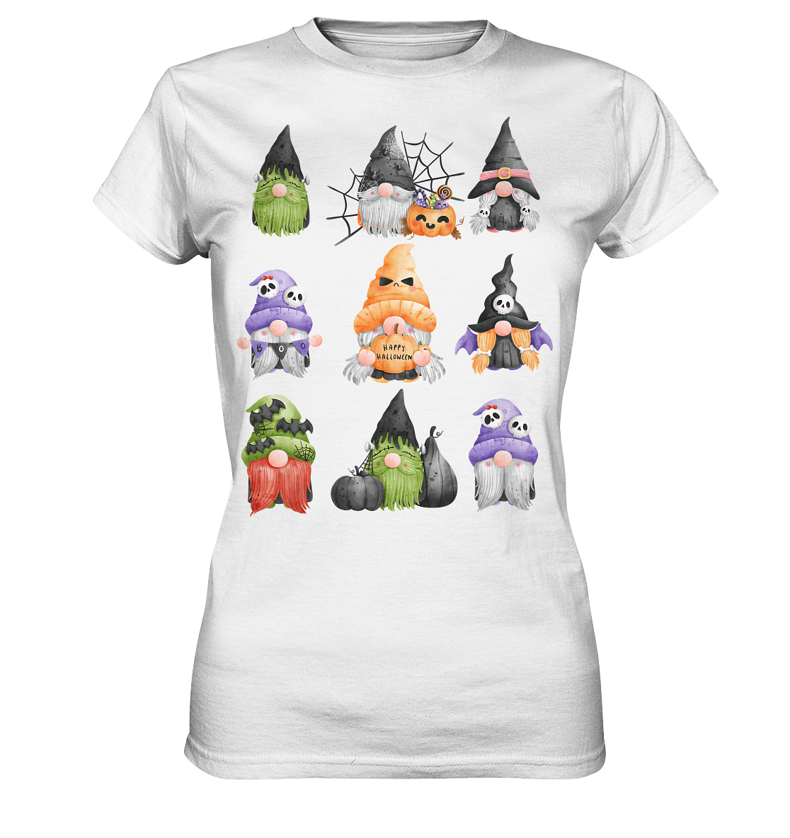 Halloween Gnome Shirt, Halloween Shirt, Herbst T-Shirt, Gnome Gesichter Shirt, Halloween Outfit, Wichtel Halloween Kostüm - Ladies Premium Shirt