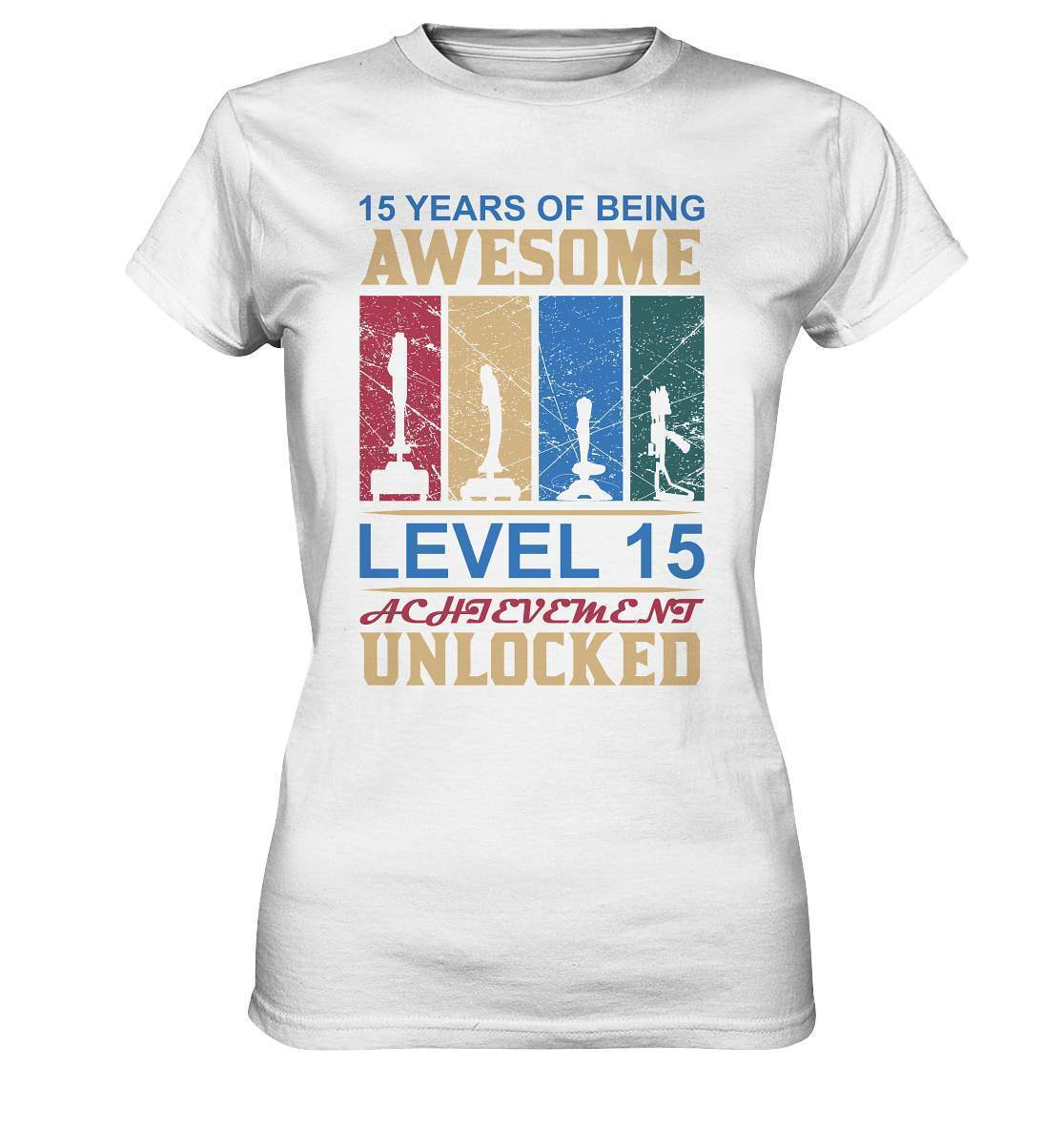 Zocker Outfit zum Geburtstag Level 15 unlocked - Ladies Premium Shirt-computer,controller,gamepad,gamer,geboren zum zocken,geborener zocker,joystick,Konsole,Level 15 unlocked,spielkonsole,zocken,zockerleidenschaft