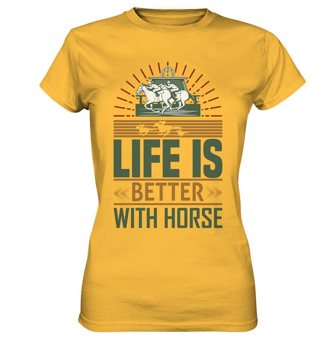 Pferde Life is better with Horse  - Ladies Premium Shirt-dressur,dressurpferd,haflinger,life is better with horse,Pferd,pony,ponyhof,reiter,reitsport,reitverein,sattel,springpferd,springreiten