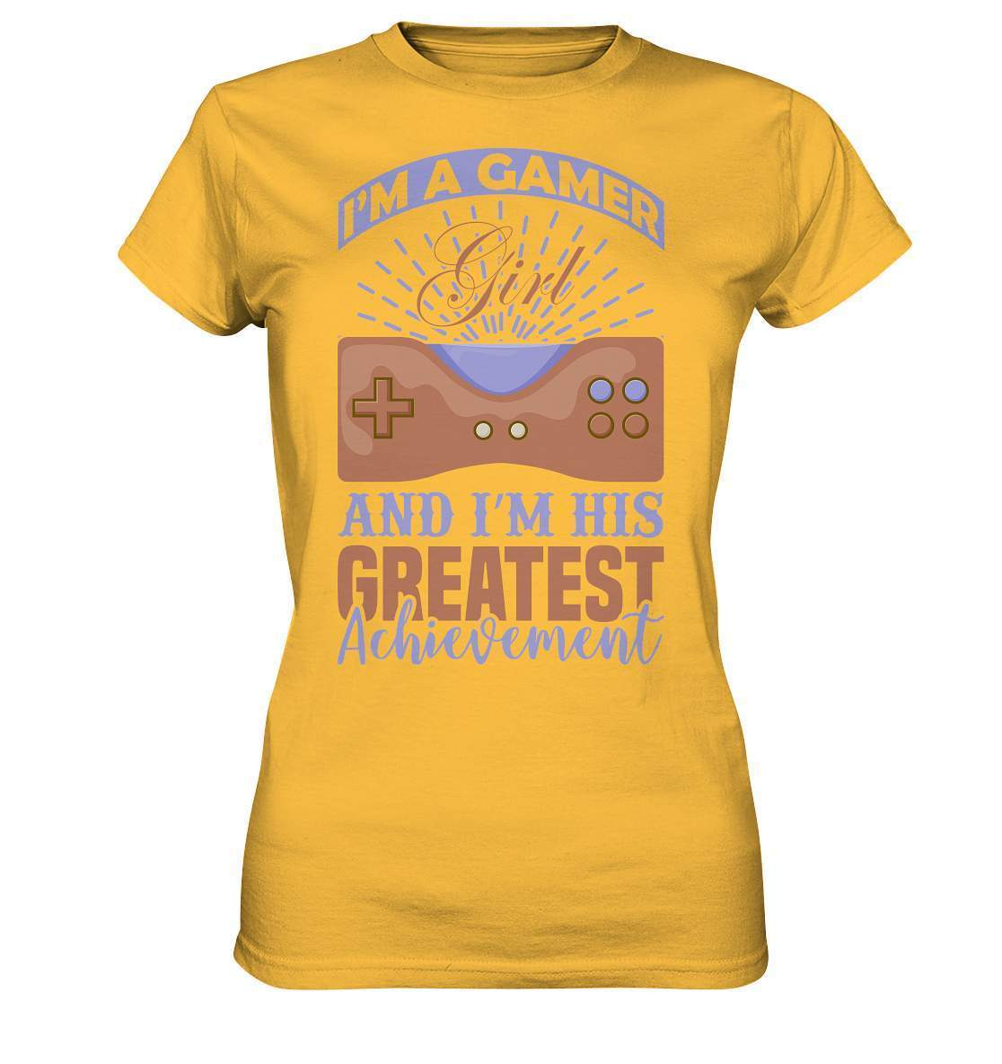 Zocker Outfit I'm a Gamer Girl and I'm his Greatest Achievement - Ladies Premium Shirt-computer,controller,Errungenschaft,gamepad,gamer girl,geboren zum zocken,geborene zockerin,joystick,Konsole,spielkonsole,Video Game,zocken,zockerleidenschaft