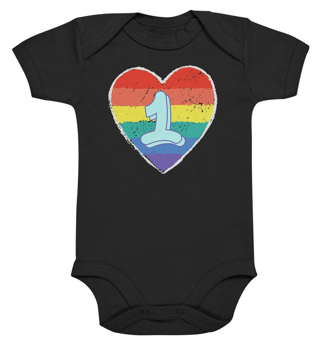 1. Geburtstag Outfit - Regenbogen - Organic Baby Bodysuit-1 Jahr,1.Geburtstag,baby,bunt,ein jahr alt,einjährig,erster Geburtstag,geburtstag,geburtstagsgeschenk,geburtstagsoutfit,Geburtstagsshirt,Geschenk,geschenkidee,Herz,kein baby mehr,Kindergeburtstag,kleinkind,mädchen,perfekte grafik,Rainbow,Regenbogen,Regenbogenherz,trendy,unisex,wunderschönes Design