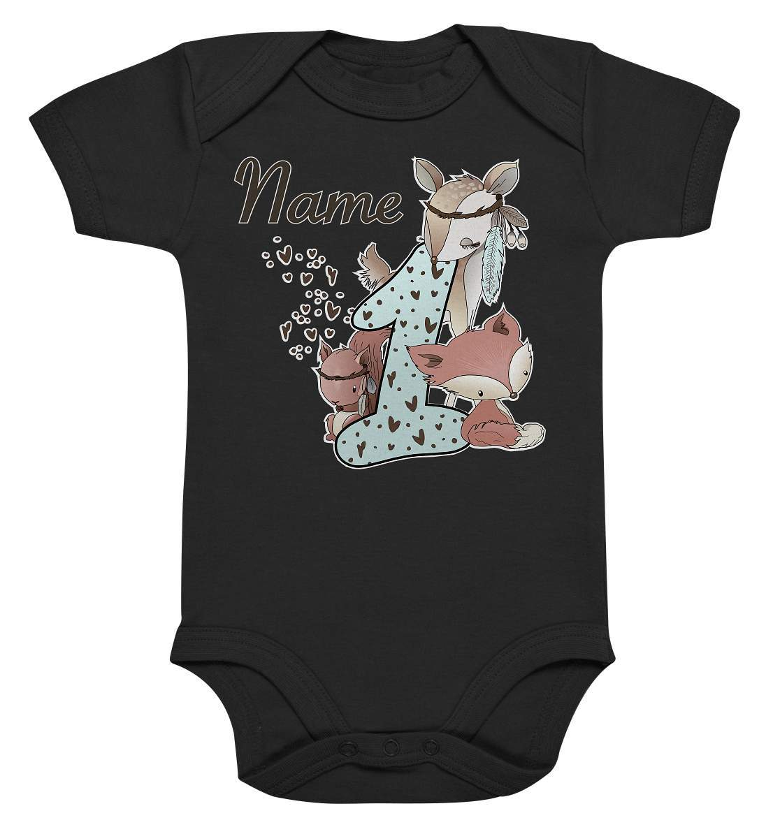 1. Geburtstag Fuchs Reh und Eichhörnchen - Organic Baby Bodysuite-1,1. Geburtstag,Eichhörnchen,eins,erster Geburtstag,Fuchs,Fuchswelpe,Geburtstag Ideen,Jungen outfit,nummer 1,Reh,Rehkitz,Waldkinder,zahl 1