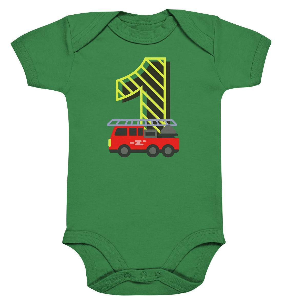 1. Geburtstag Outfit - Feuerwehr - Bio Baby Bodysuit-1 Jahr,1.Geburtstag,baby,ein jahr alt,einjährig,erster Geburtstag,feuerwehr,feuerwehr t shirt,Feuerwehrauto,feuerwehrleiter,feuerwehrnachwuchs,geburtstag,geburtstagsgeschenk,geburtstagsoutfit,Geschenk,geschenkidee,jungen,kein baby mehr,kleinkind,mädchen,perfekte grafik,trendy,unisex,wunderschönes Design