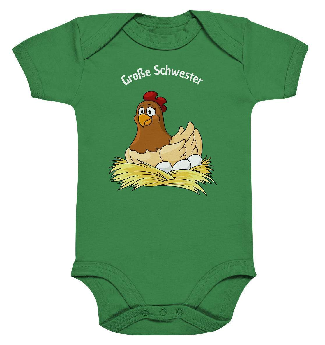 Große Schwester Hühnerliebe - Organic Baby Bodysuite-bauer,geflügel,geflügelverein,geschenk,geschenkidee,geschwister,geschwister outfit,geschwisterliebe,geschwisteroutfit,Glucke,große schwester,hahn,henne,hobbyzucht,hobbyzüchter,huhn,hunh,hähnchen,hähne,hühnchen,hühner,hühnerfarm,hühnerstall,hühnerzüchter,landwirt,liebe,lieblingsschwester,schwester,Schwestern,Schwesternliebe,stolze schwester,tochter,verrücktes Huhn