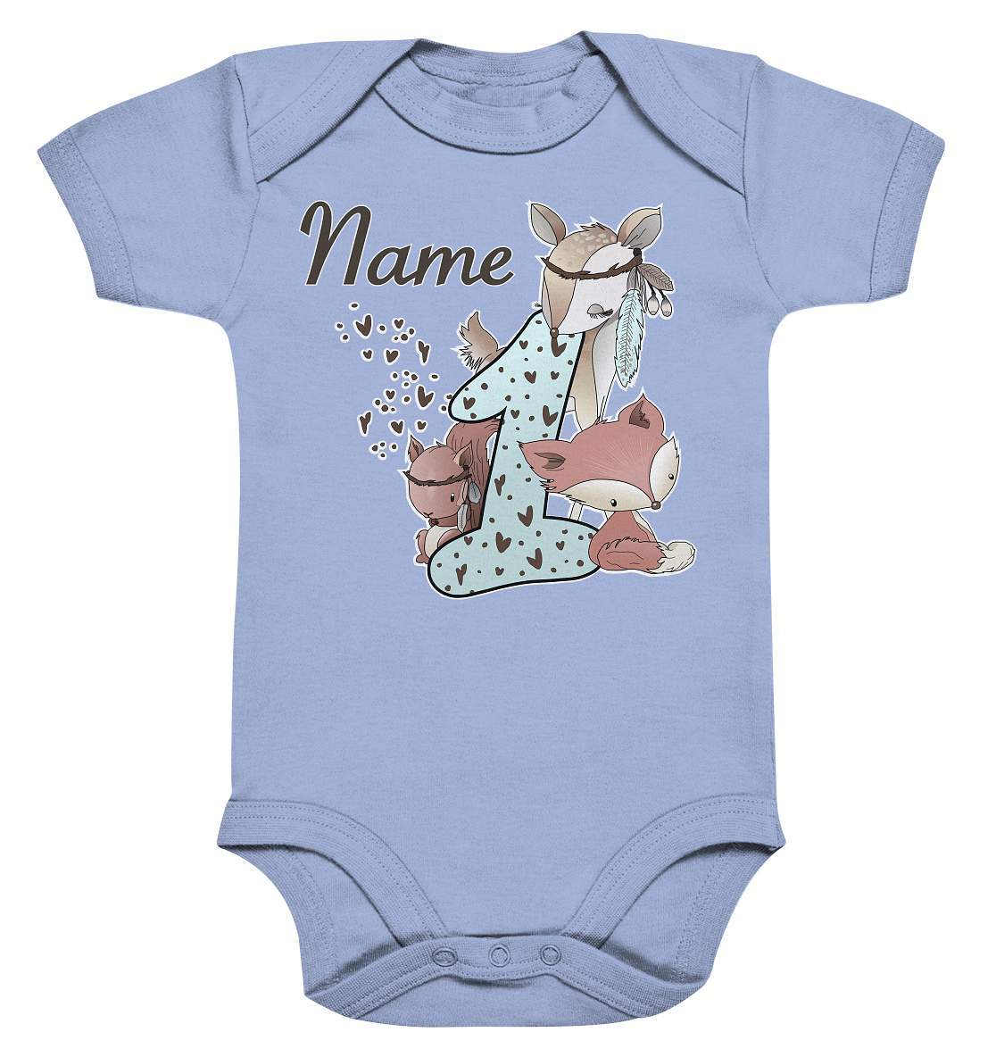 1. Geburtstag Fuchs Reh und Eichhörnchen - Organic Baby Bodysuite-1,1. Geburtstag,Eichhörnchen,eins,erster Geburtstag,Fuchs,Fuchswelpe,Geburtstag Ideen,Jungen outfit,nummer 1,Reh,Rehkitz,Waldkinder,zahl 1