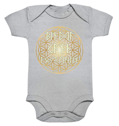 Babybody mit Spruch für Jungen Mädchen Unisex Kurzarm Bin da - Kann losgehen in Runenschrift-bin da,bin da kann losgehen,Blume des Lebens,Cooles Wikinger-T-Shirt,futhark,germanische runen,geschenk wikinger,Geschenk zur Geburt,keltische runen,Lebensblume Kleidung,nordische runen,Rune,runen,Runen Tshirt,Runenschrift,Unisex für Kinder,Unisex-Babykleidung,wikinger,Wikinger Outfit,Wikinger Shirt,Witziger Body