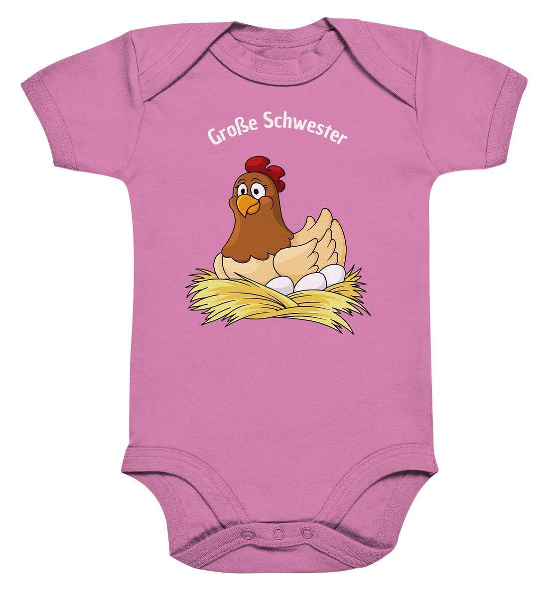 Große Schwester Hühnerliebe - Organic Baby Bodysuite-bauer,geflügel,geflügelverein,geschenk,geschenkidee,geschwister,geschwister outfit,geschwisterliebe,geschwisteroutfit,Glucke,große schwester,hahn,henne,hobbyzucht,hobbyzüchter,huhn,hunh,hähnchen,hähne,hühnchen,hühner,hühnerfarm,hühnerstall,hühnerzüchter,landwirt,liebe,lieblingsschwester,schwester,Schwestern,Schwesternliebe,stolze schwester,tochter,verrücktes Huhn