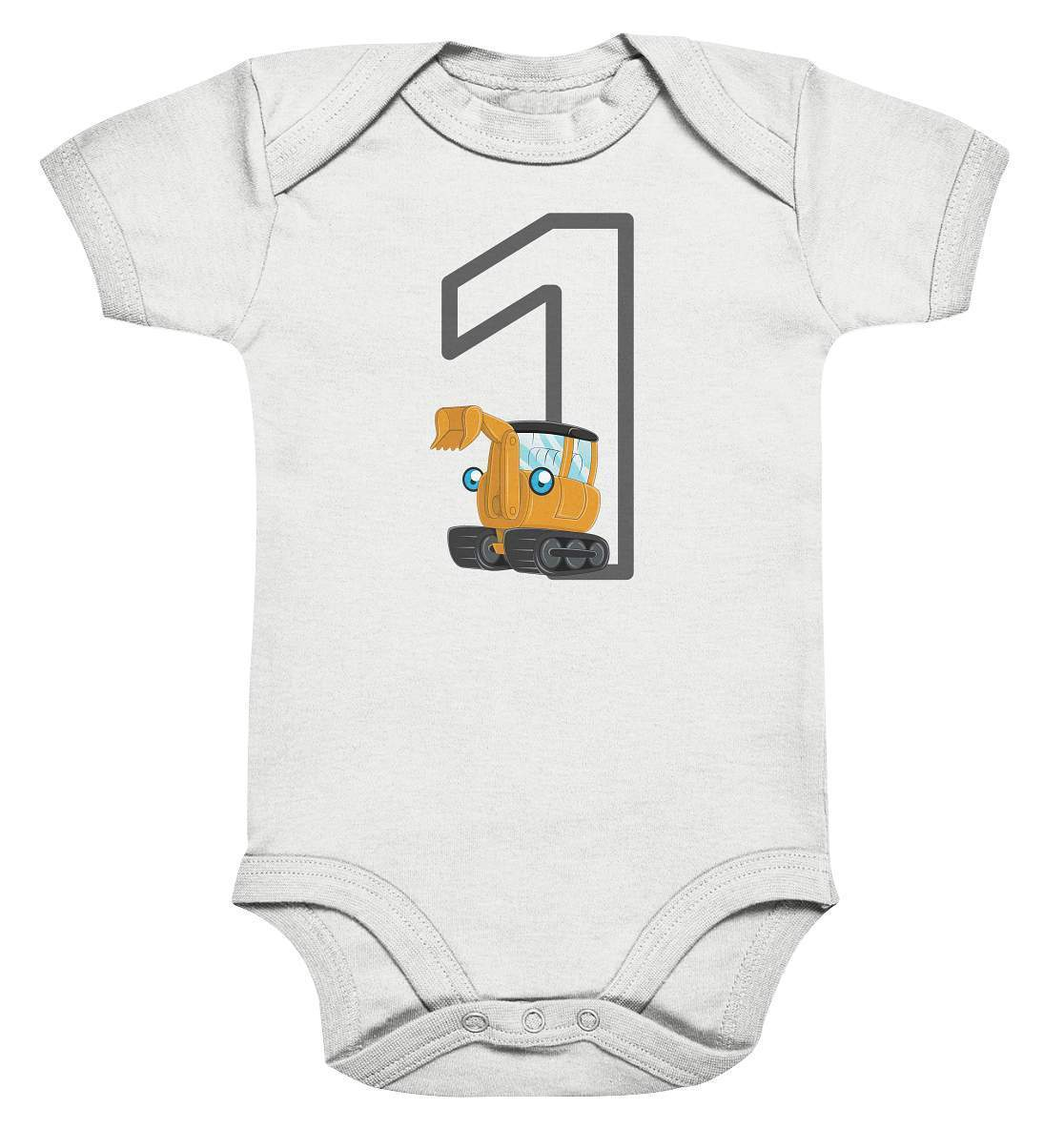 1. Geburtstag Outfit - Bagger - Organic Baby Bodysuit-1 Jahr,1.Geburtstag,baby,Bagger,Bagger Geburtstag,Bagger T-Shirt,Baggerfahrer,ein jahr alt,einjährig,erster Geburtstag,geburtstag,geburtstagsgeschenk,geburtstagsoutfit,Geburtstagsshirt,Geschenk,geschenkidee,jungen,kein baby mehr,Kindergeburtstag,kleinkind,mädchen,perfekte grafik,trendy,unisex,wunderschönes Design