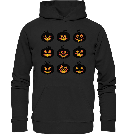 Kürbis Sweatshirt, Halloween Sweatshirt, Herbst Sweatshirt, Kürbis Gesichter Shirt, Halloween Crewneck, Jack-o-Lantern Sweatshirt, Herbst Sweater - Organic Hoodie