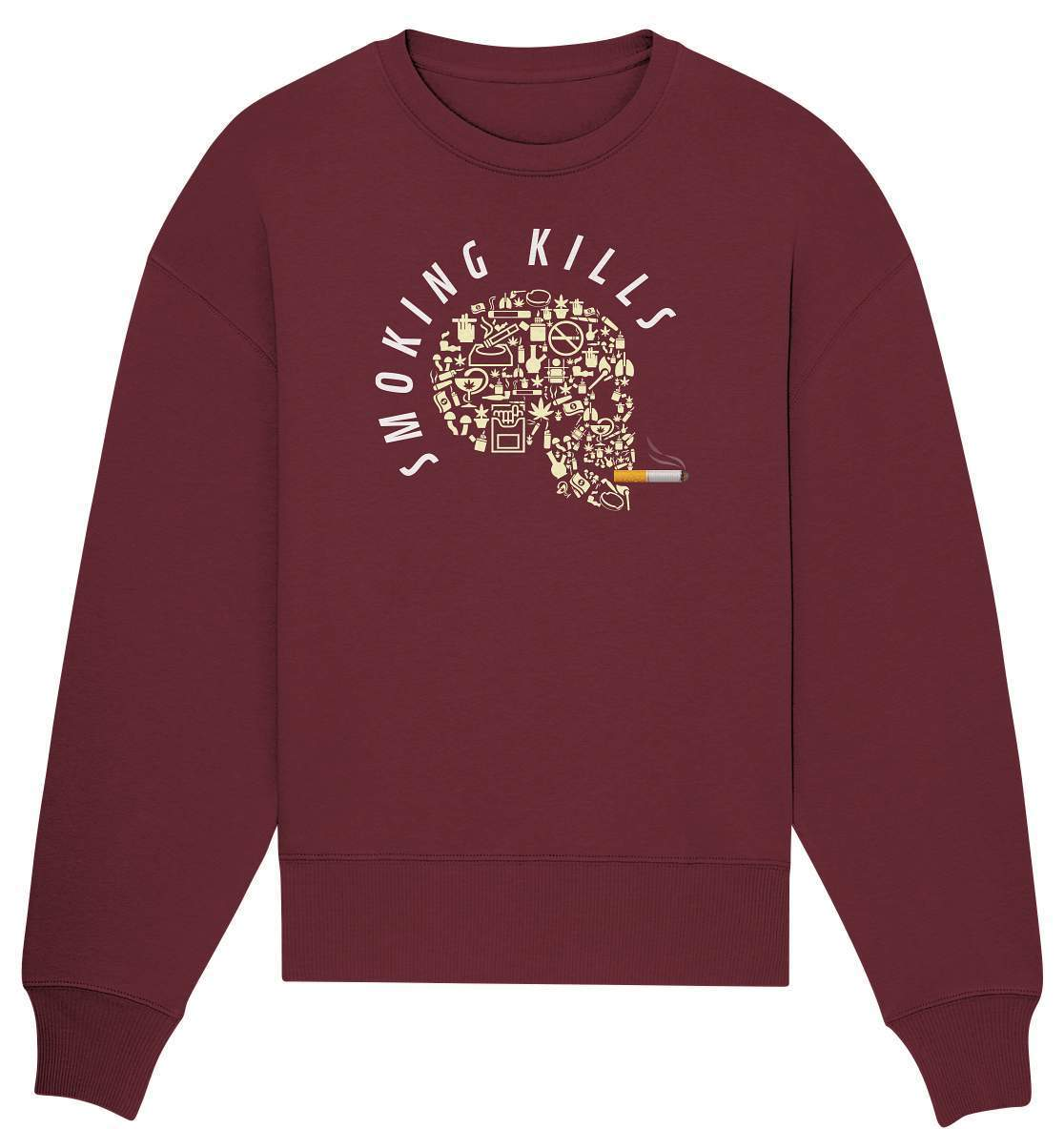 Nichtraucher "Smoking Kills" Skull mit Zigarette Geschenk - Organic Oversize Sweatshirt-Aschenbecher,bong,canabis,gesund leben,nichtraucher,rauchen,rauchen ist tödlich,rauchen tötet,raucher,wasserpfeiffe,Zigaretten,zigarettenschachtel