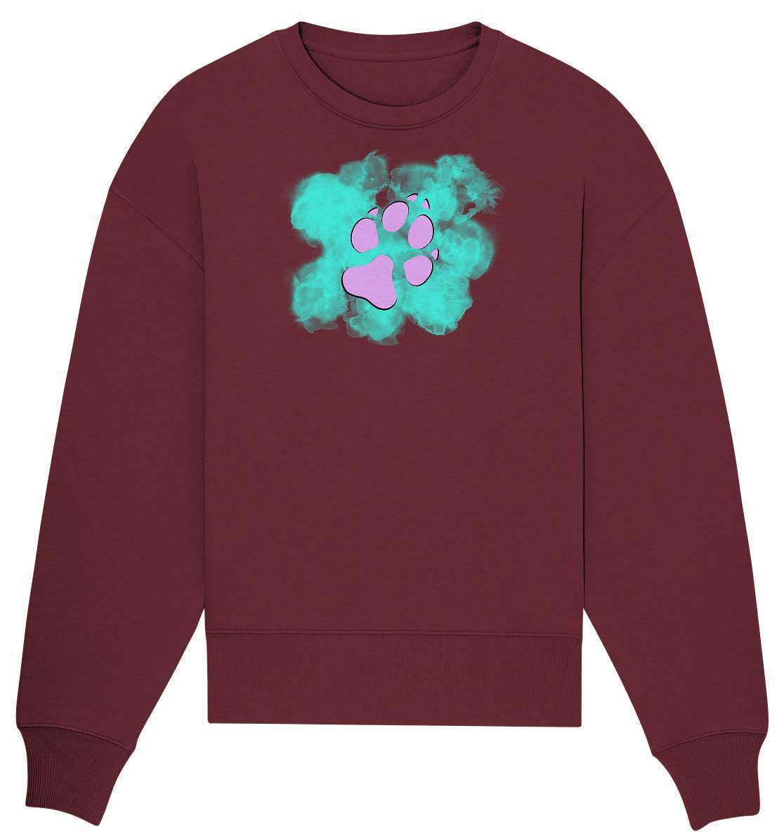 Pfotenabdruck Geschenkidee für Hundeliebhaber - Organic Oversize Sweatshirt-auf den hund gekommen,dog,freude,geburtstgasgeschenk,geschenkidee,humor,hund,hundebesitzer,hundefan,hundehalter,hundeliebhaber,hundeshirt,spaß