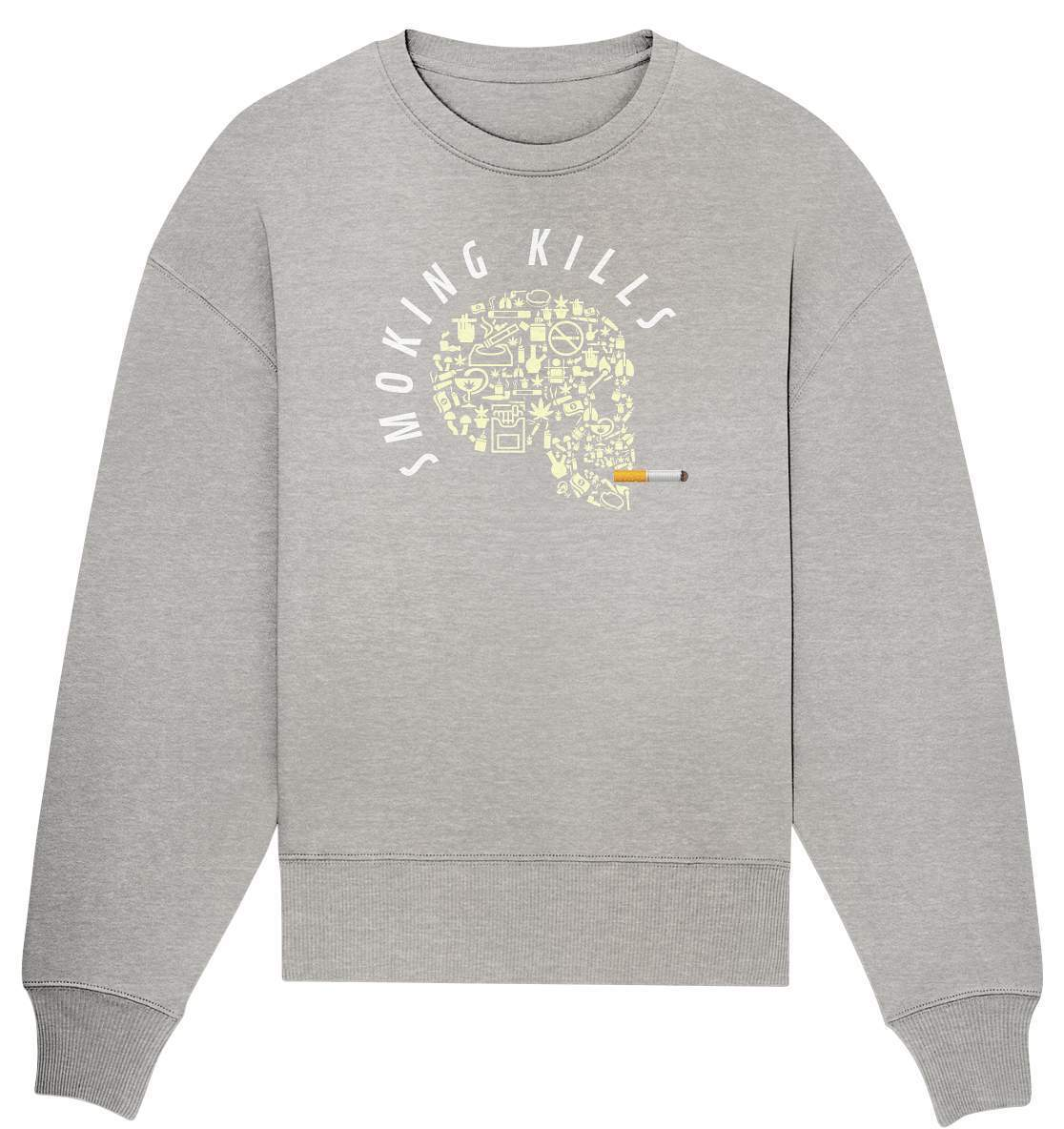 Nichtraucher "Smoking Kills" Skull mit Zigarette Geschenk - Organic Oversize Sweatshirt-Aschenbecher,bong,canabis,gesund leben,nichtraucher,rauchen,rauchen ist tödlich,rauchen tötet,raucher,wasserpfeiffe,Zigaretten,zigarettenschachtel