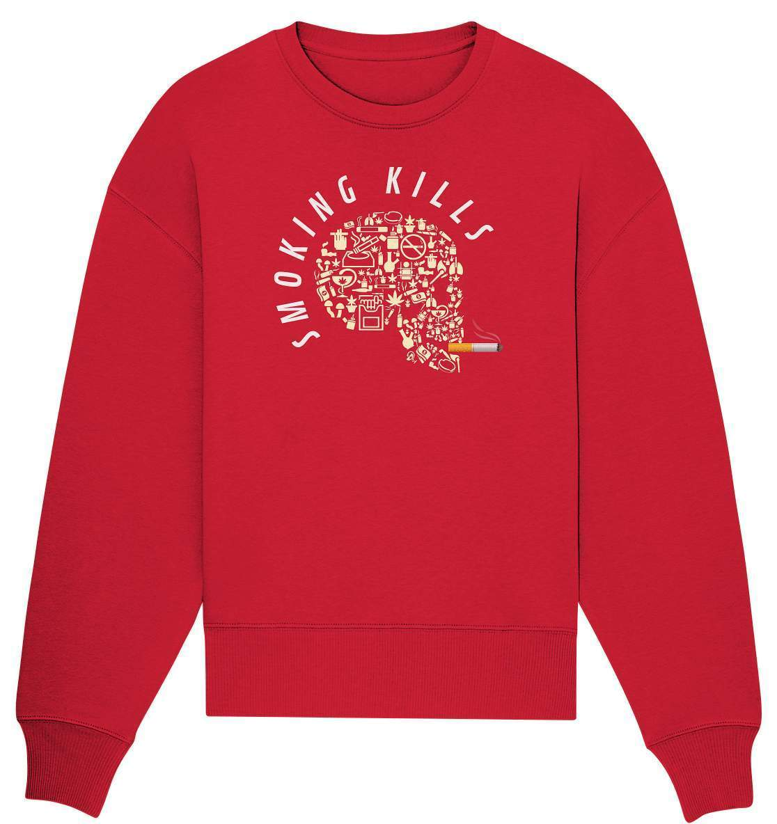 Nichtraucher "Smoking Kills" Skull mit Zigarette Geschenk - Organic Oversize Sweatshirt-Aschenbecher,bong,canabis,gesund leben,nichtraucher,rauchen,rauchen ist tödlich,rauchen tötet,raucher,wasserpfeiffe,Zigaretten,zigarettenschachtel