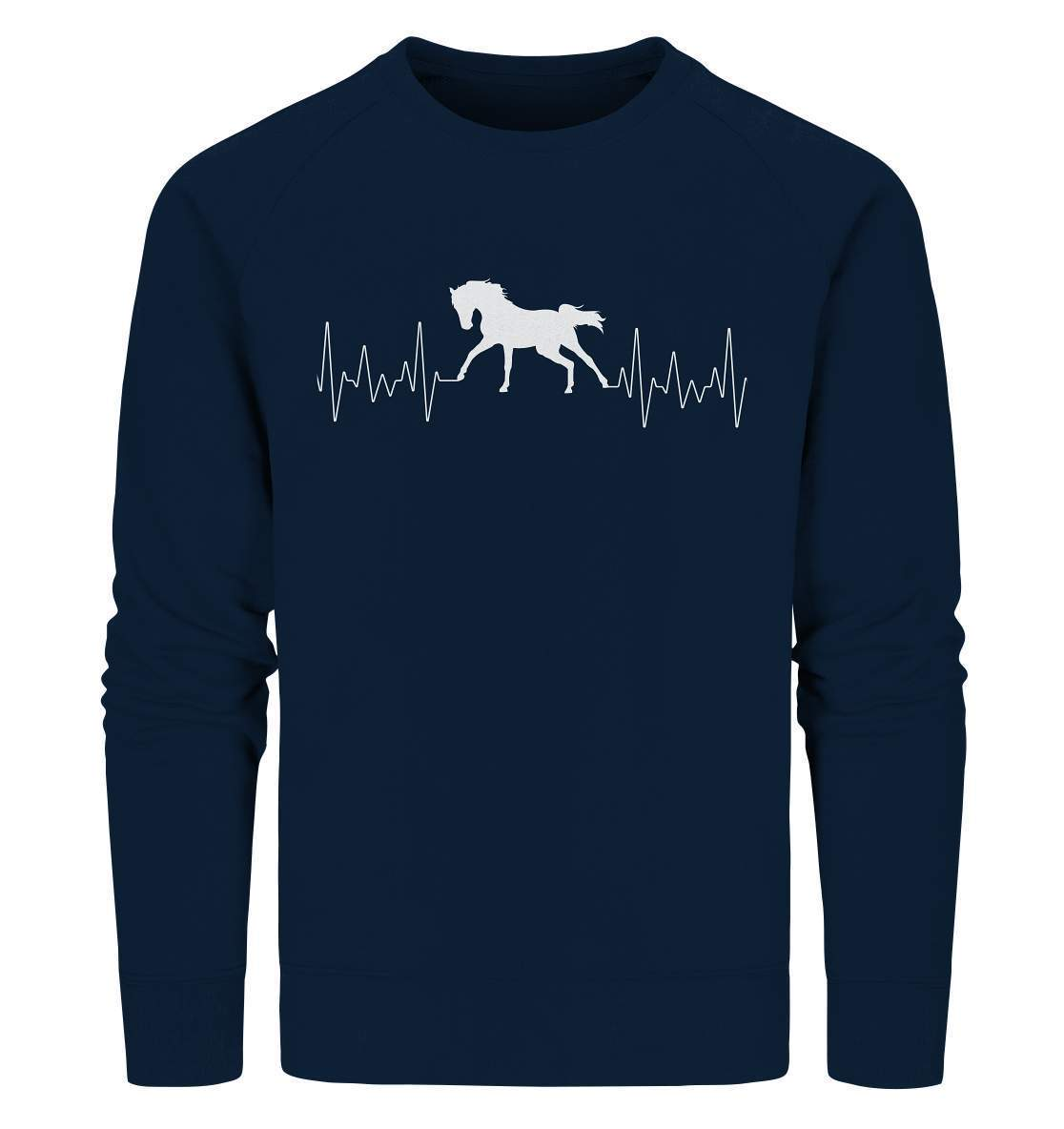 Herzschlag Pferd Liebe Frequenz Puls Liebhaber Reiter Herz - Organic Sweatshirt-dressur,dressurreiter,fohlen,hengst,Herz,Herzschlag,hufeisen,pferd,pferde,pferdesport,pferdesprüche,pony,ponyhof,quarterhorse,reiter,reitersprüche,reitsport,ross,sattel,sliding stop,sportpferde,springreiten,stute,westernpferd,westernreiten