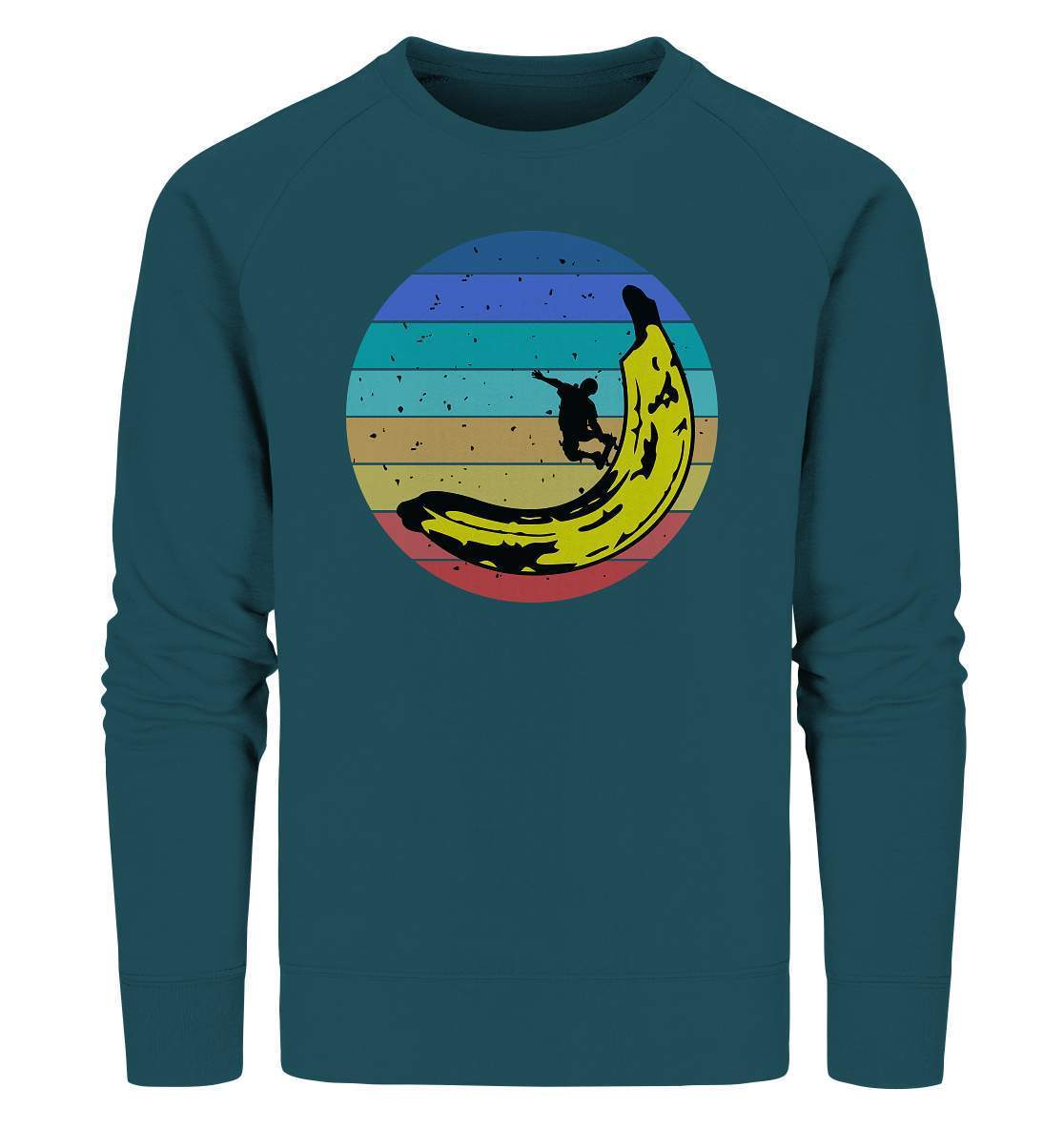 Vintage Style - Bananen Halfpipe - Organic Sweatshirt-Banane,Geburtstagsgeschenk,Geschenkidee,Longboard,Retro,Skateboard,Skateboarding,Stuntboard,trendy,Vintage