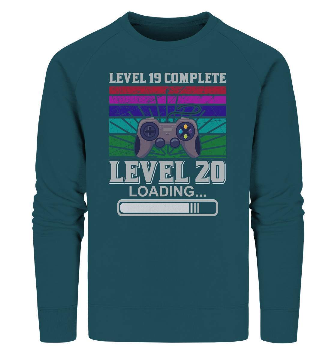 Zocker Outfit zum Geburtstag Level 19 Completed Level 20 Loading - Organic Sweatshirt-computer,controller,gamepad,gamer,geboren zum zocken,geborener zocker,joystick,Konsole,Level 19 completed,spielkonsole,zocken,zockerleidenschaft