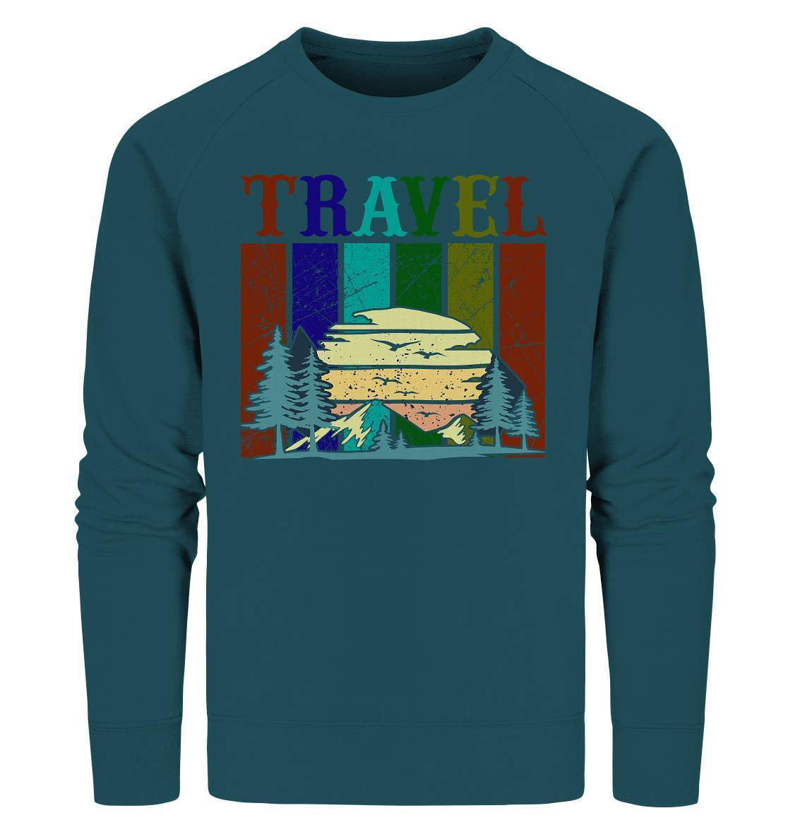 Reiselust Travel Motiv - Organic Sweatshirt-Abenteuer,berge,camper,camping,norwegen,Reiselust Travel Motiv,Reisen,strand,Vanlife,vanlifer,vanliver,wohnmobil,wohnwagen