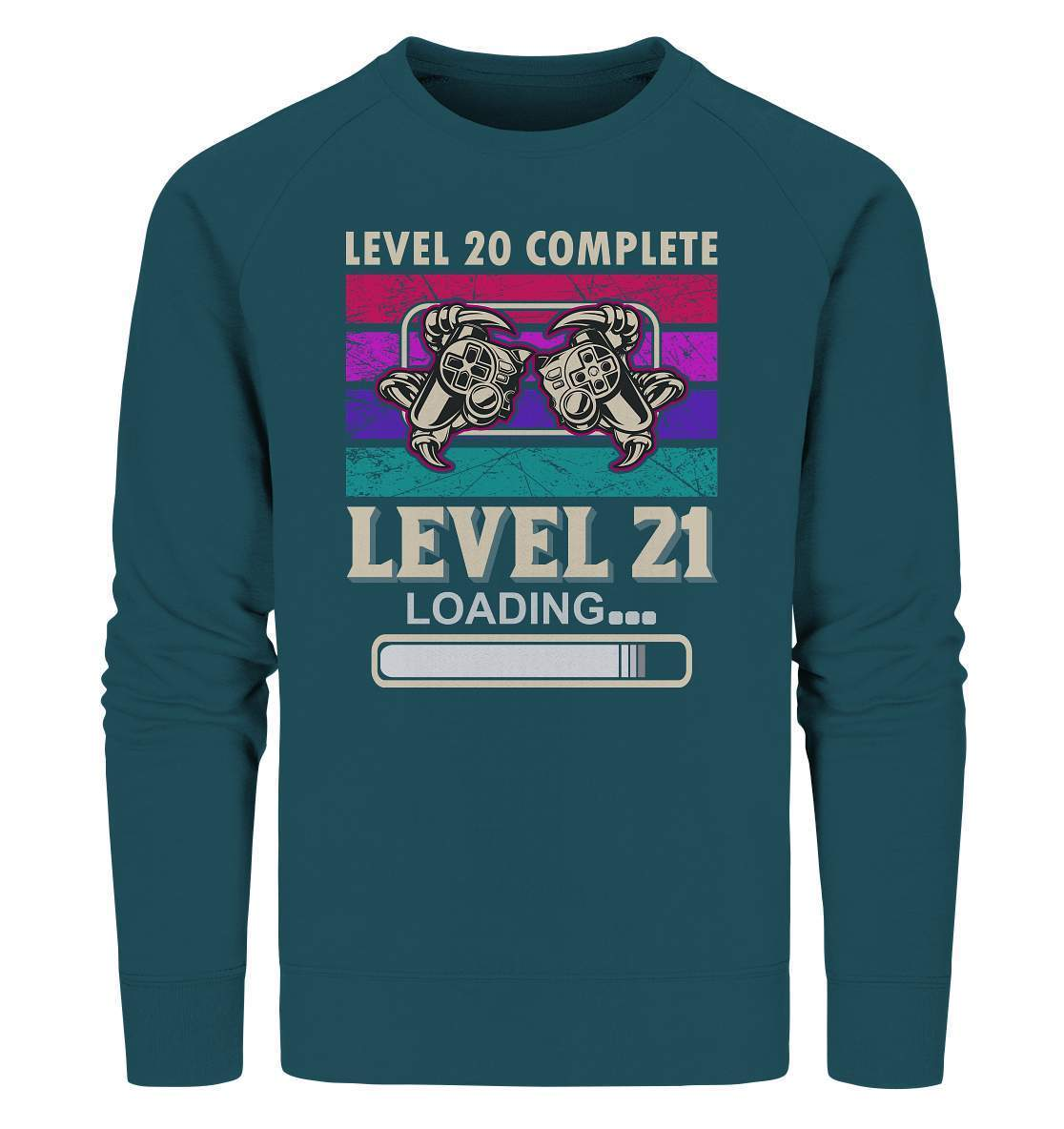 Zocker Outfit zum Geburtstag Level 20 Completed Level 21 Loading - Organic Sweatshirt-computer,controller,gamepad,gamer,geboren zum zocken,geborener zocker,joystick,Konsole,Level 20 completed,spielkonsole,zocken,zockerleidenschaft