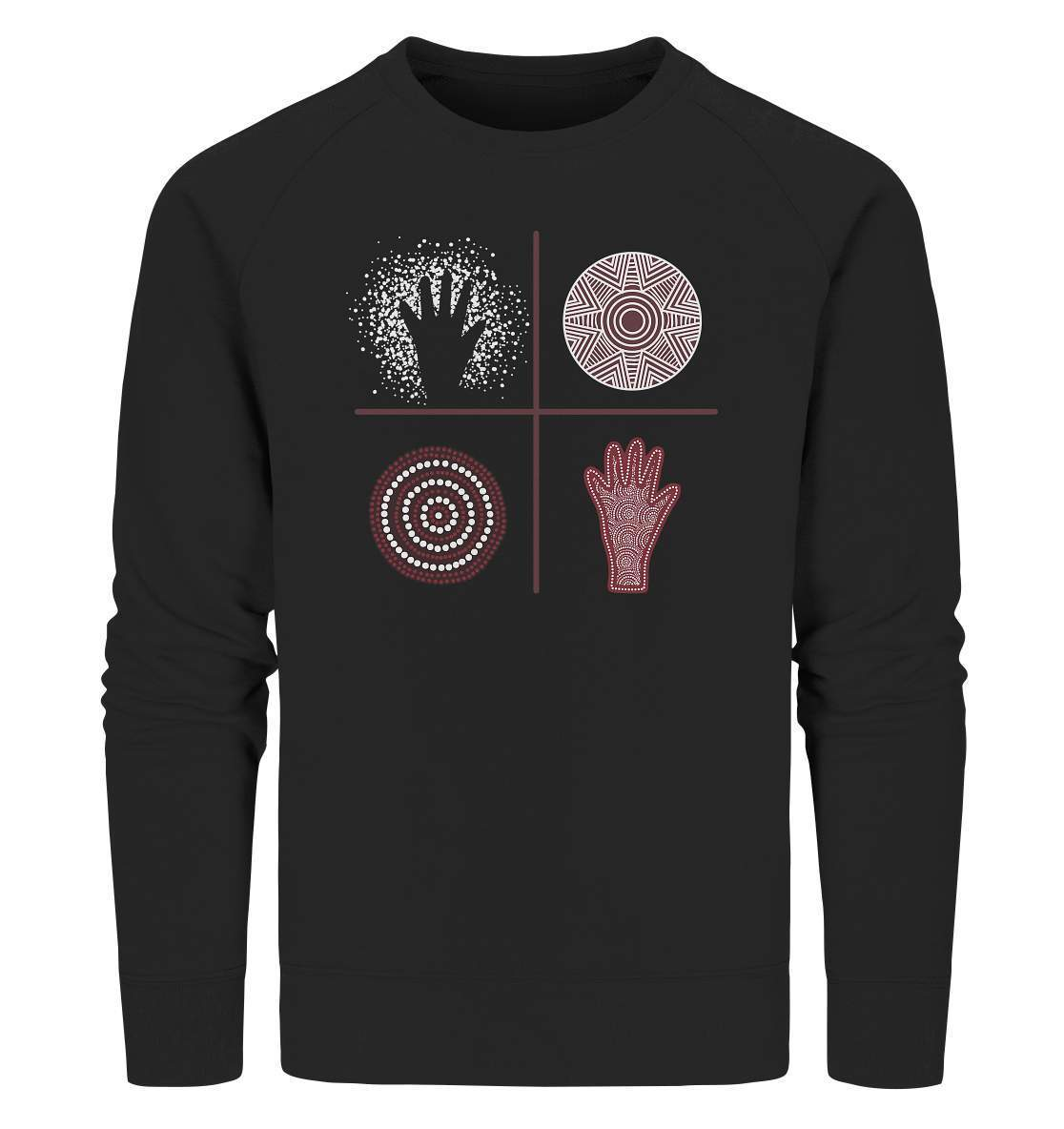 Aboriginal Australian Kunst in Perfektion - Organic Sweatshirt-aborigines,dotart,eingeboren,eingeborene australien,hand,kunst australien,Punktart,punkte,Punktkunst,stammeskunst,tasmanisch