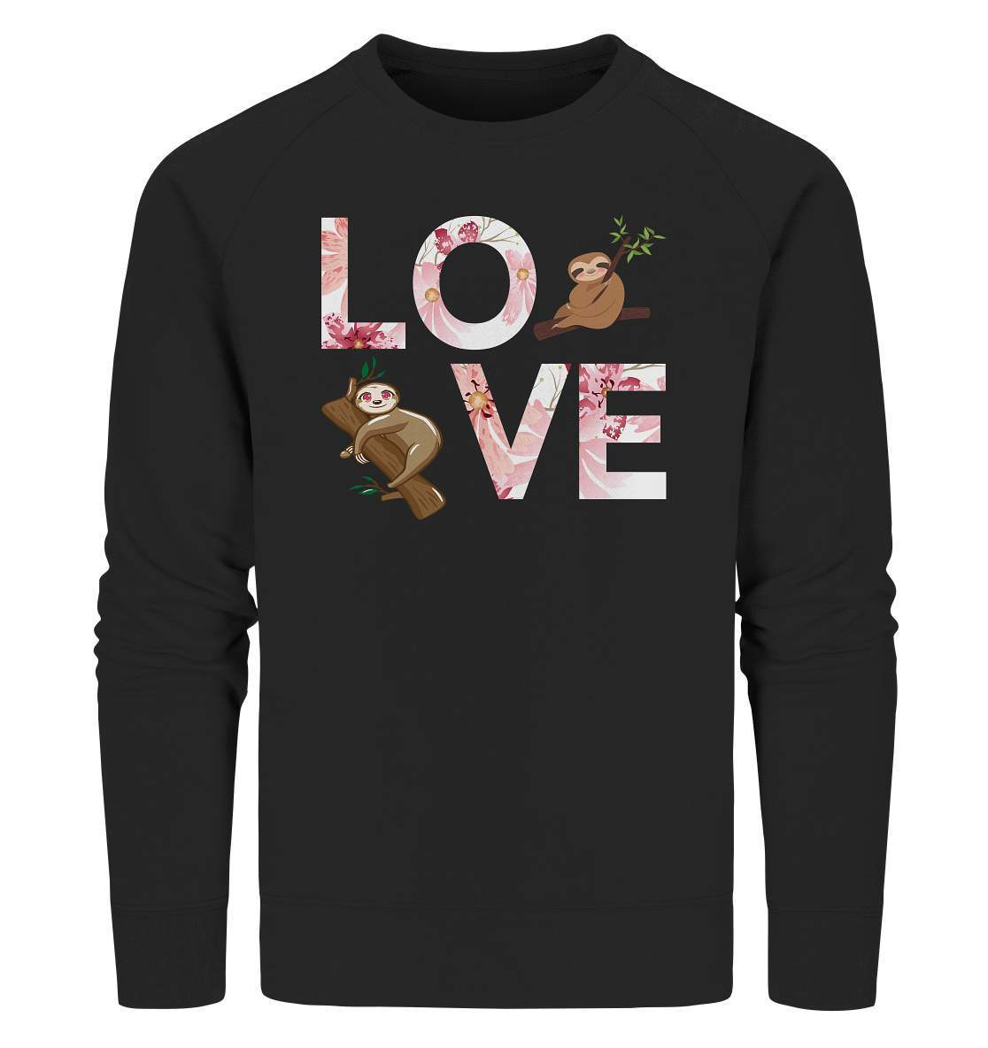 Faultier LOVE - Organic Sweatshirt-3 finger faultier,3 zehen faultier,das faultier,ein faultier,faul,Faultier,faultier shirt,faultier t shirt damen,faultierfarm,faultiermotiv,LOVE,riesenfaultier,t-shirt mit faultier