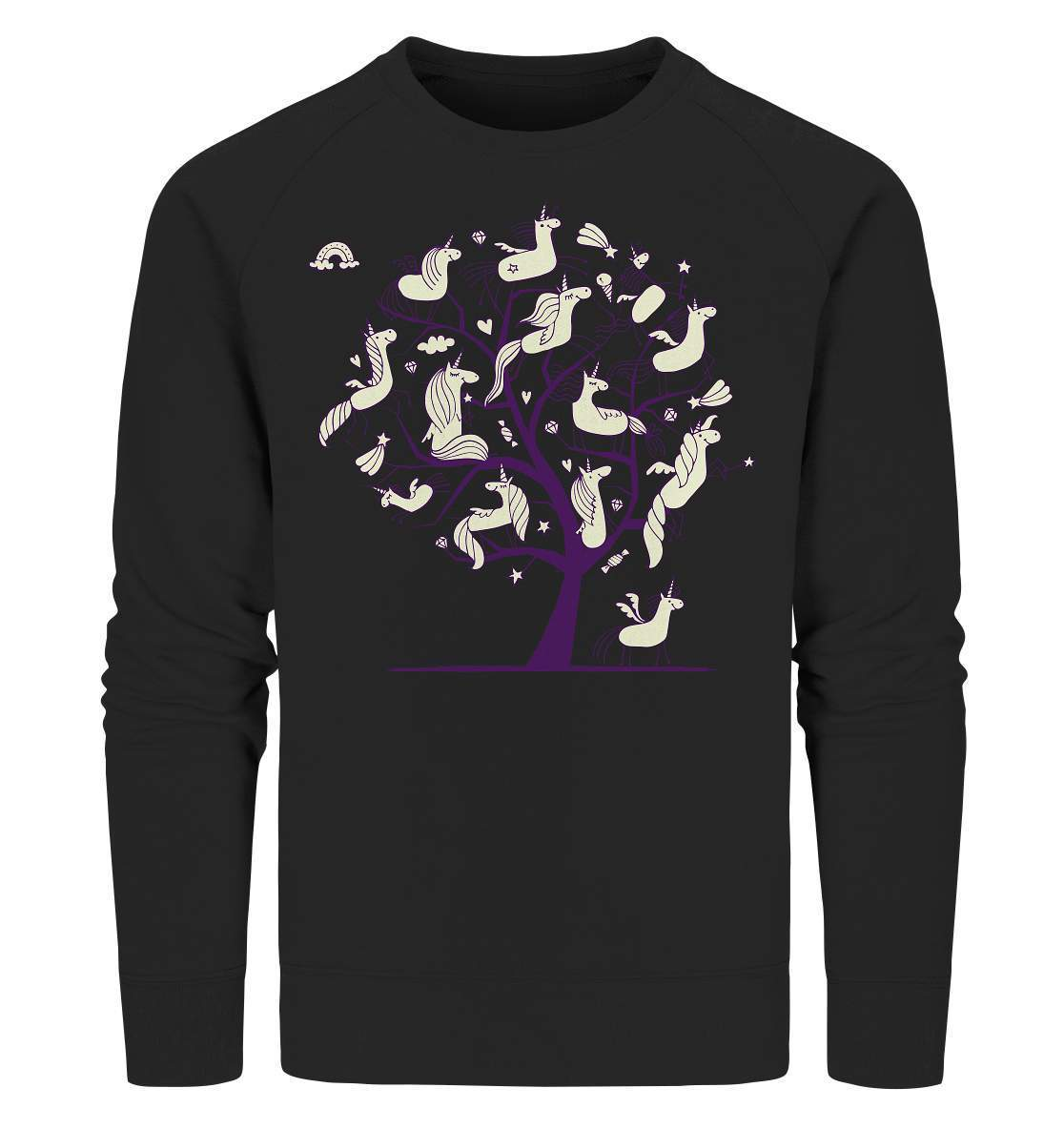 Einhornbaum einzigartiges Einhorn Motiv - Organic Sweatshirt-Baum,challenge accepted,comic,coole,einhorn,einhornbaum,fabel,fabelwesen,fantastisch,fantasy,farbe,fuck yeah,galopp,legende,legendär,myth,mythisch,mähne,qualität,regenbogen,style,stylish,wunderbar