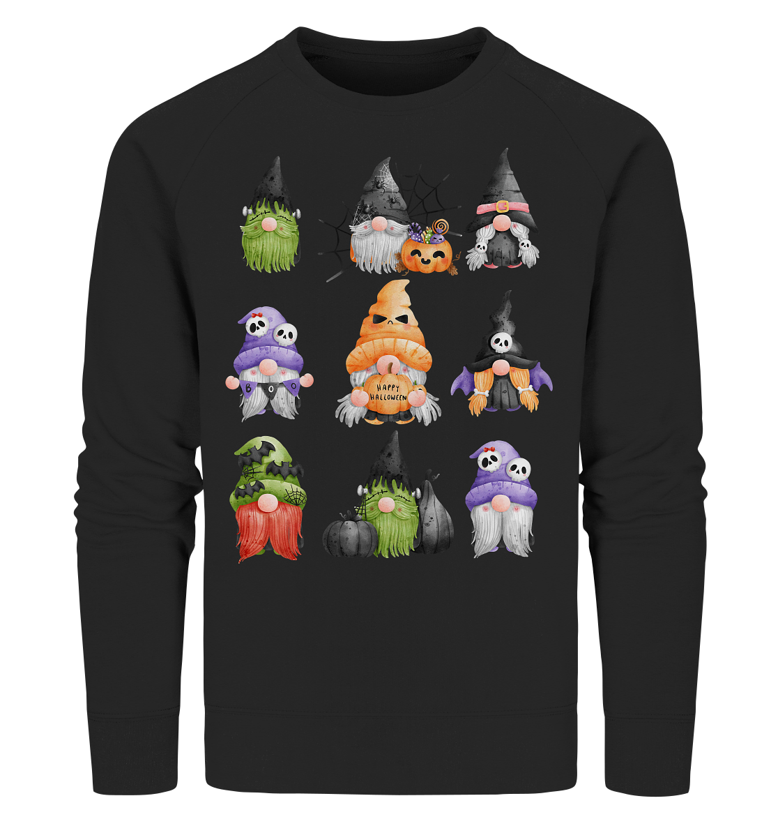 Halloween Gnome Shirt, Halloween Shirt, Herbst T-Shirt, Gnome Gesichter Shirt, Halloween Outfit, Wichtel Halloween Kostüm - Organic Sweatshirt