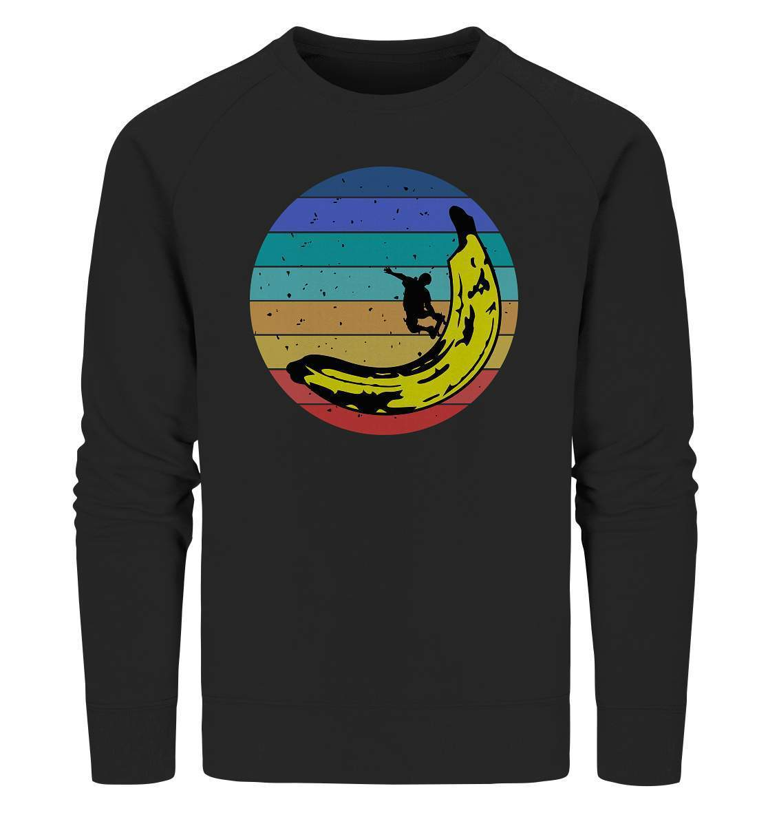 Vintage Style - Bananen Halfpipe - Organic Sweatshirt-Banane,Geburtstagsgeschenk,Geschenkidee,Longboard,Retro,Skateboard,Skateboarding,Stuntboard,trendy,Vintage