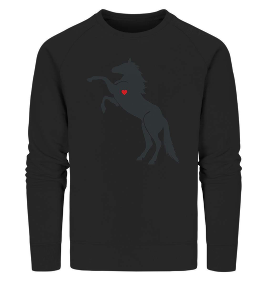 Herzschlag Pferd Liebe Frequenz Puls Liebhaber Reiter Herz - Organic Sweatshirt-dressur,dressurpferd,fohlen,galopp,haflinger,hengst,Herz,Herzfrequenz,Herzklopfen,pferd,pferde,pferdesprüche,pony,ponyhof,Puls,reiter,reitsport,reitverein,ross,sattel,springpferd,springreiten,stute,wallach,wildpferd