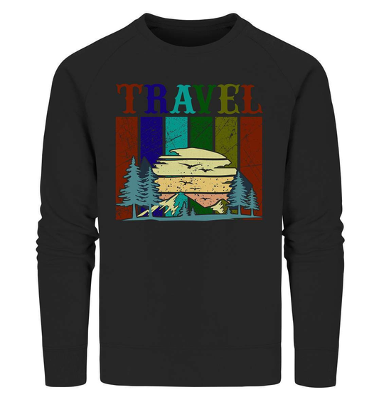 Reiselust Travel Motiv - Organic Sweatshirt-Abenteuer,berge,camper,camping,norwegen,Reiselust Travel Motiv,Reisen,strand,Vanlife,vanlifer,vanliver,wohnmobil,wohnwagen