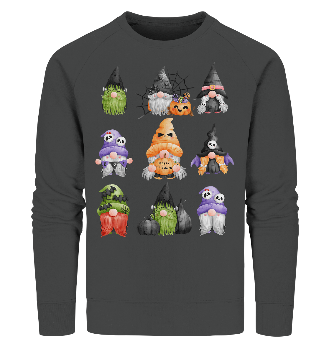 Halloween Gnome Shirt, Halloween Shirt, Herbst T-Shirt, Gnome Gesichter Shirt, Halloween Outfit, Wichtel Halloween Kostüm - Organic Sweatshirt