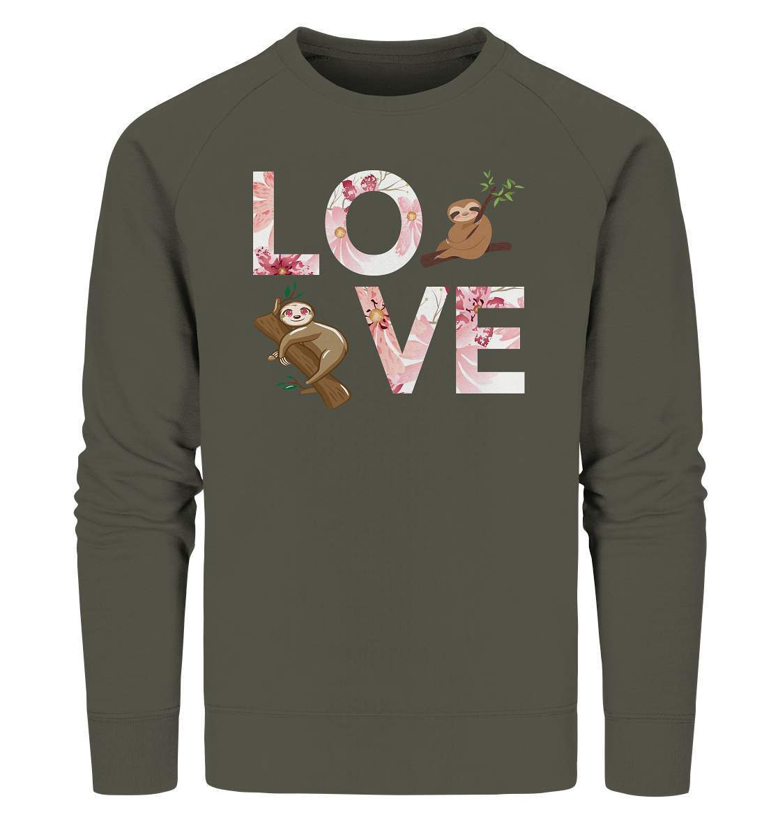 Faultier LOVE - Organic Sweatshirt-3 finger faultier,3 zehen faultier,das faultier,ein faultier,faul,Faultier,faultier shirt,faultier t shirt damen,faultierfarm,faultiermotiv,LOVE,riesenfaultier,t-shirt mit faultier