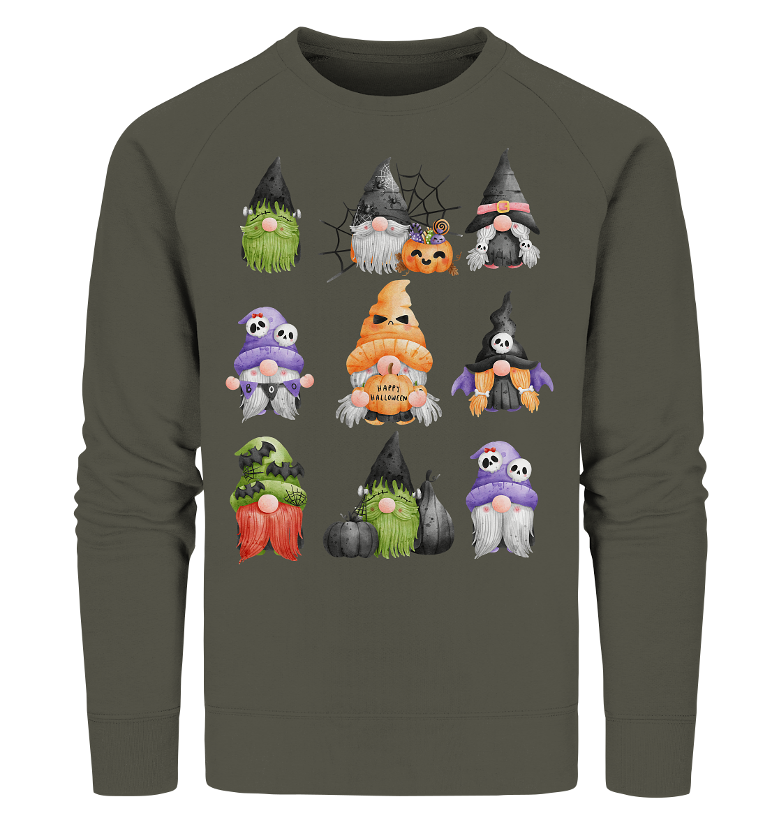 Halloween Gnome Shirt, Halloween Shirt, Herbst T-Shirt, Gnome Gesichter Shirt, Halloween Outfit, Wichtel Halloween Kostüm - Organic Sweatshirt