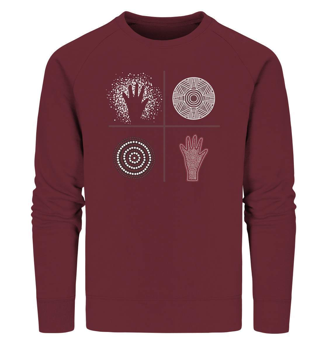 Aboriginal Australian Kunst in Perfektion - Organic Sweatshirt-aborigines,dotart,eingeboren,eingeborene australien,hand,kunst australien,Punktart,punkte,Punktkunst,stammeskunst,tasmanisch