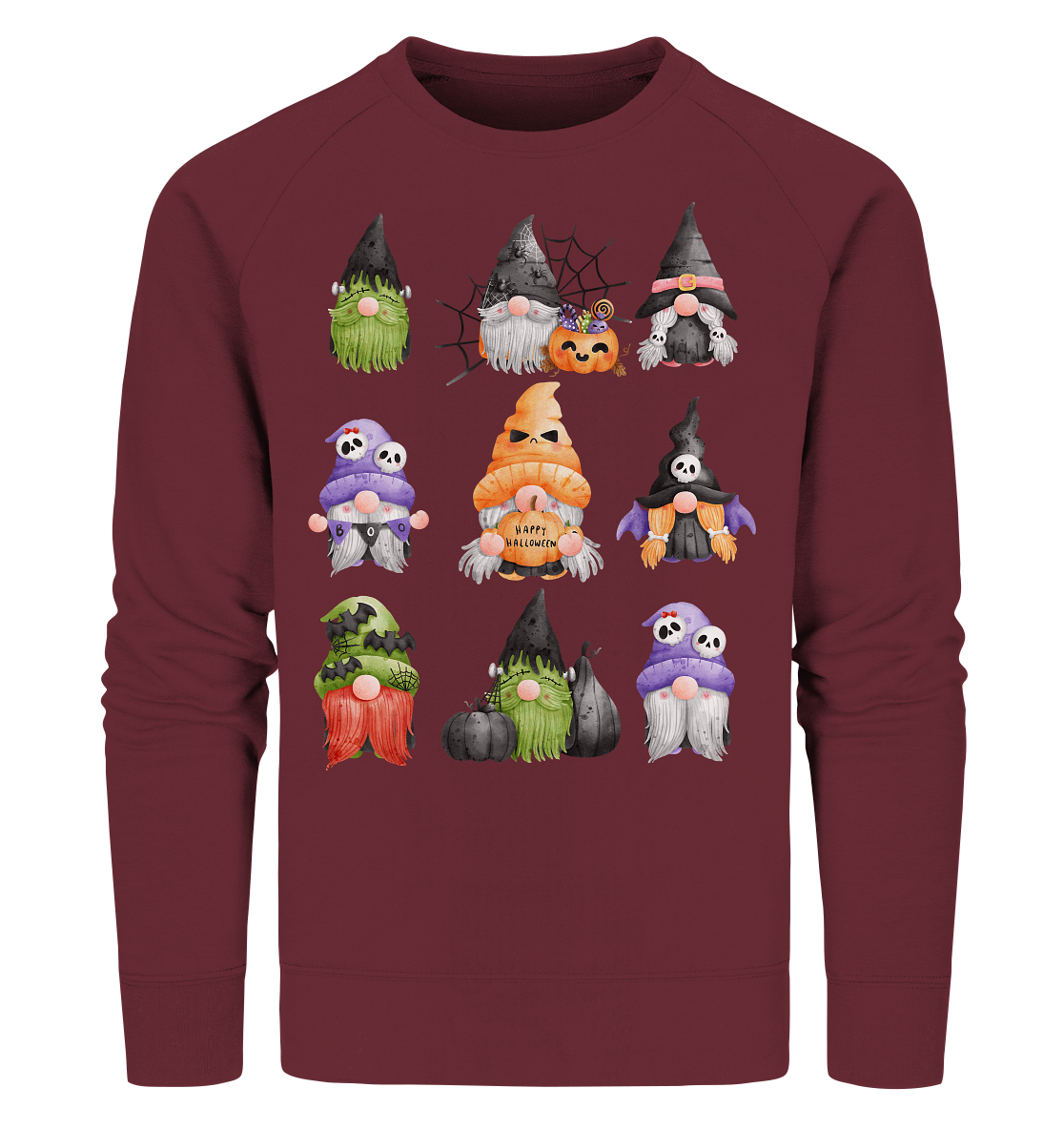 Halloween Gnome Shirt, Halloween Shirt, Herbst T-Shirt, Gnome Gesichter Shirt, Halloween Outfit, Wichtel Halloween Kostüm - Organic Sweatshirt