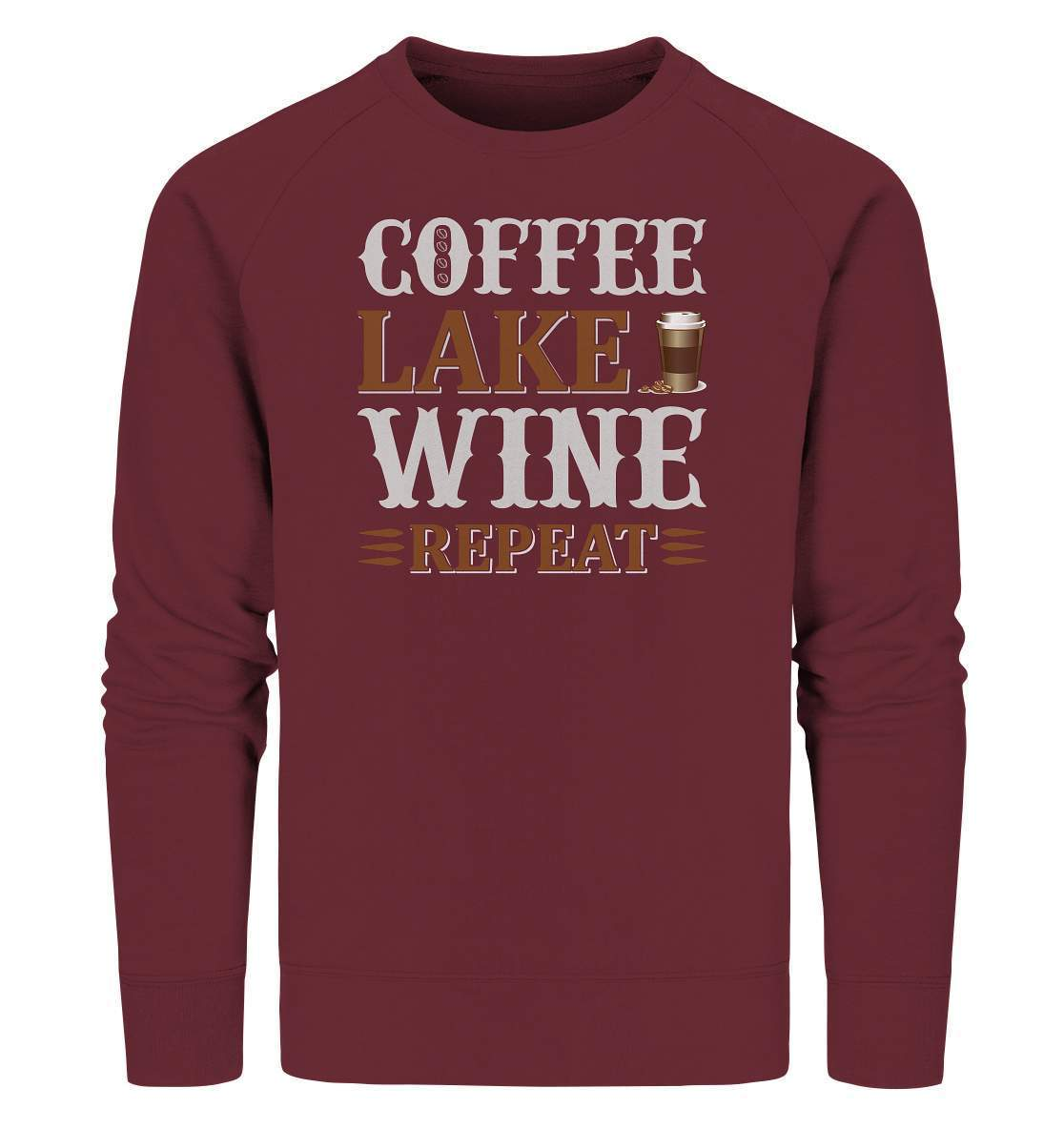 Kaffee Coffee Lake Wine Repeat Kaffeeliebhaber - Organic Sweatshirt-Coffee Lake Wine Repeat kaffee,coffee t shirt,espresso t shirt,Frühaufsteher,geschenke für kaffeeliebhaber,i like coffee t shirt,I love Coffee,kaffeejunkie,Kaffeekanne,kaffeeliebhaber geschenk,kaffeesüchtig,langschläfer,Morgenmuffel