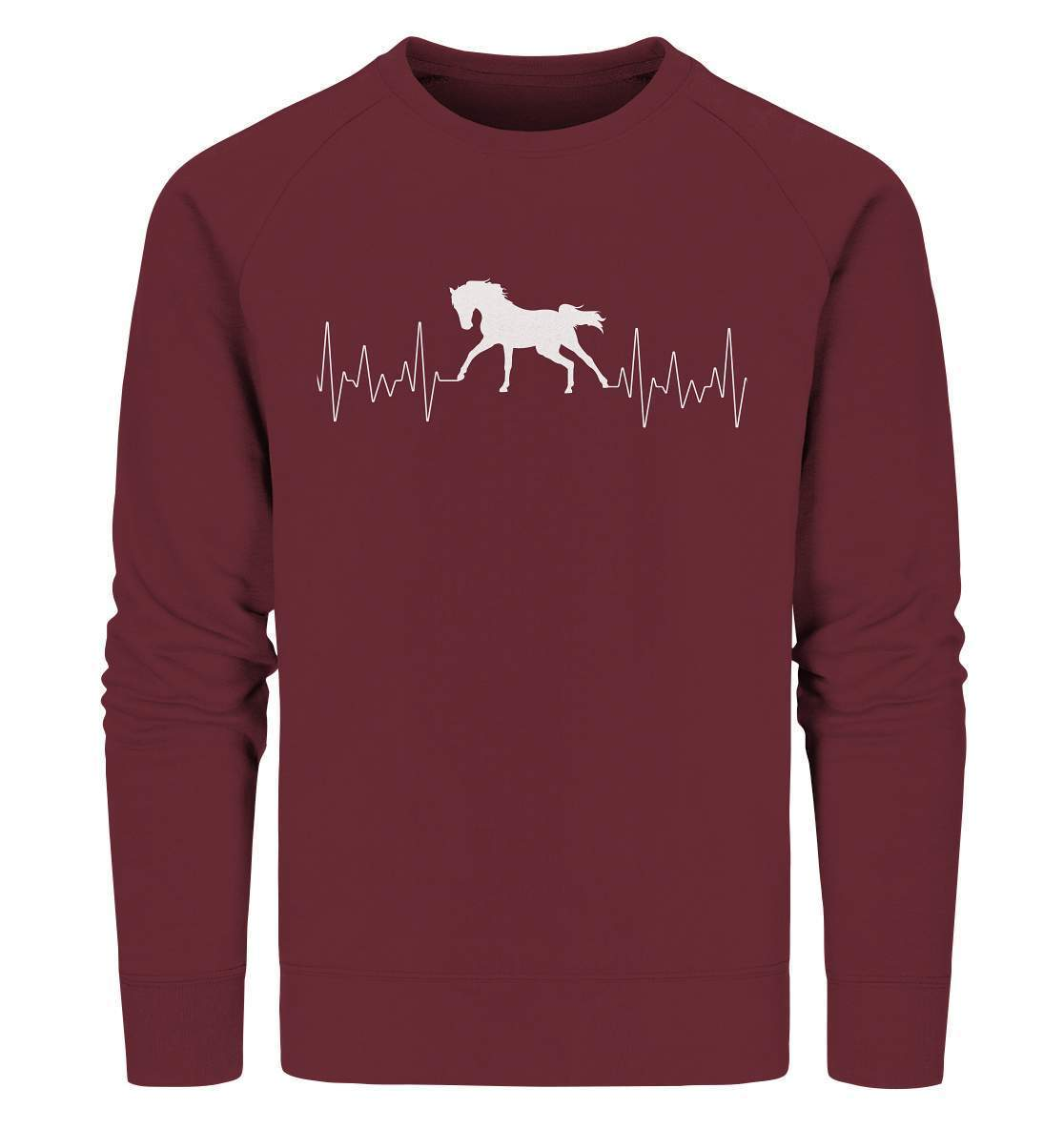 Herzschlag Pferd Liebe Frequenz Puls Liebhaber Reiter Herz - Organic Sweatshirt-dressur,dressurreiter,fohlen,hengst,Herz,Herzschlag,hufeisen,pferd,pferde,pferdesport,pferdesprüche,pony,ponyhof,quarterhorse,reiter,reitersprüche,reitsport,ross,sattel,sliding stop,sportpferde,springreiten,stute,westernpferd,westernreiten