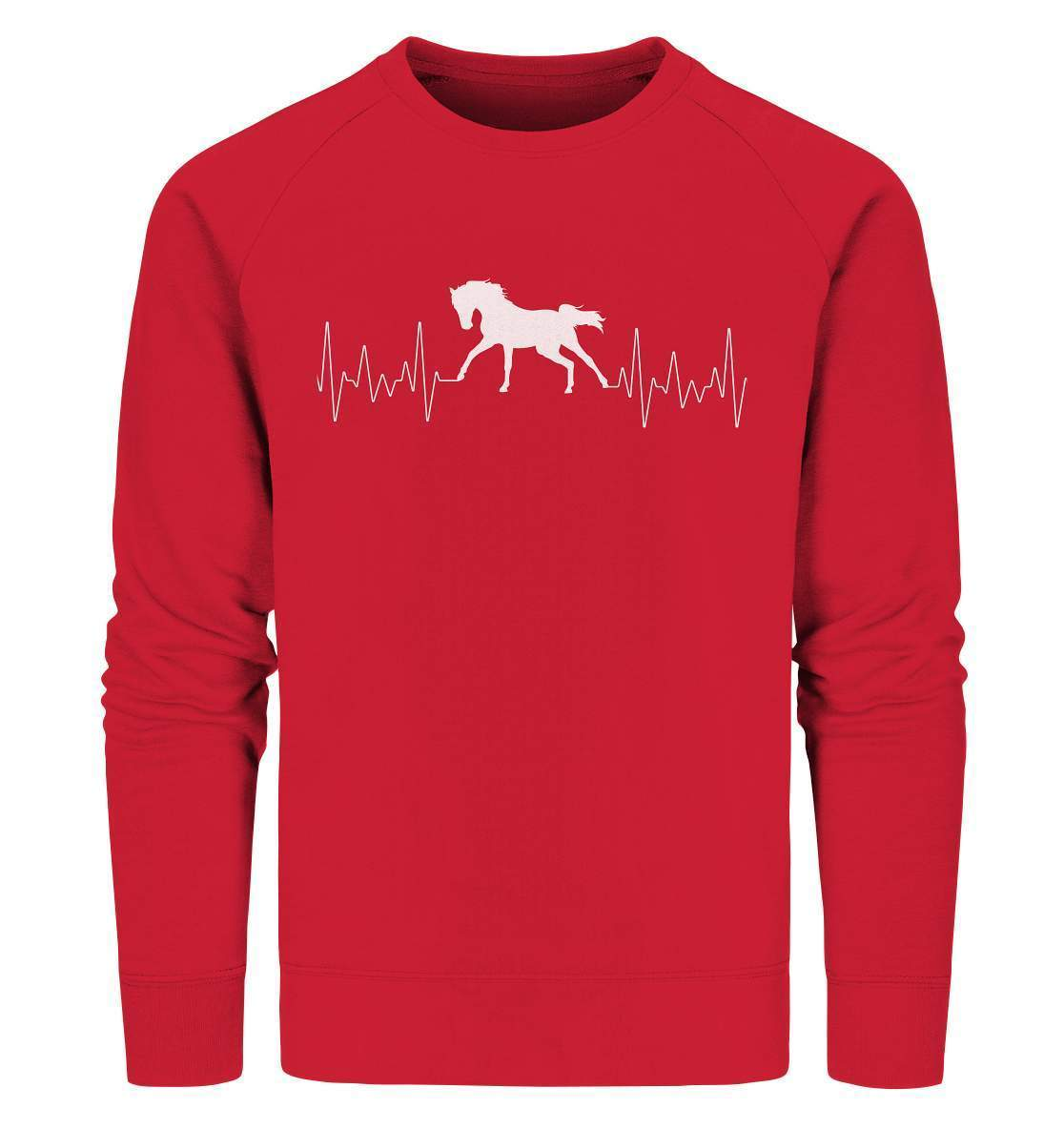 Herzschlag Pferd Liebe Frequenz Puls Liebhaber Reiter Herz - Organic Sweatshirt-dressur,dressurreiter,fohlen,hengst,Herz,Herzschlag,hufeisen,pferd,pferde,pferdesport,pferdesprüche,pony,ponyhof,quarterhorse,reiter,reitersprüche,reitsport,ross,sattel,sliding stop,sportpferde,springreiten,stute,westernpferd,westernreiten