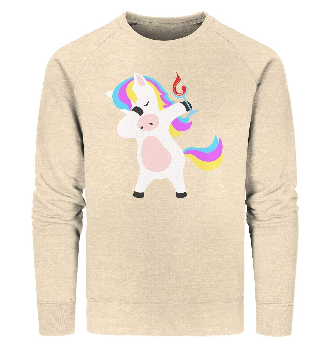 Dabbing Einhorn mit Weinglas - Organic Sweatshirt-beliebtes Einhorn shirt,bunt,champangner,cooles Einhorn,cooles outfit,DAB,dabbing,dabbing einhorn,Einhorn,einhorn eskalieren,einhorn mit weinglas,einhorn t-shirt,einhornliebe,fabel,JGA Outfit,märchen,Partyzeit,schnaps,süßes Einhorn,wein,Weinglas,weinliebe