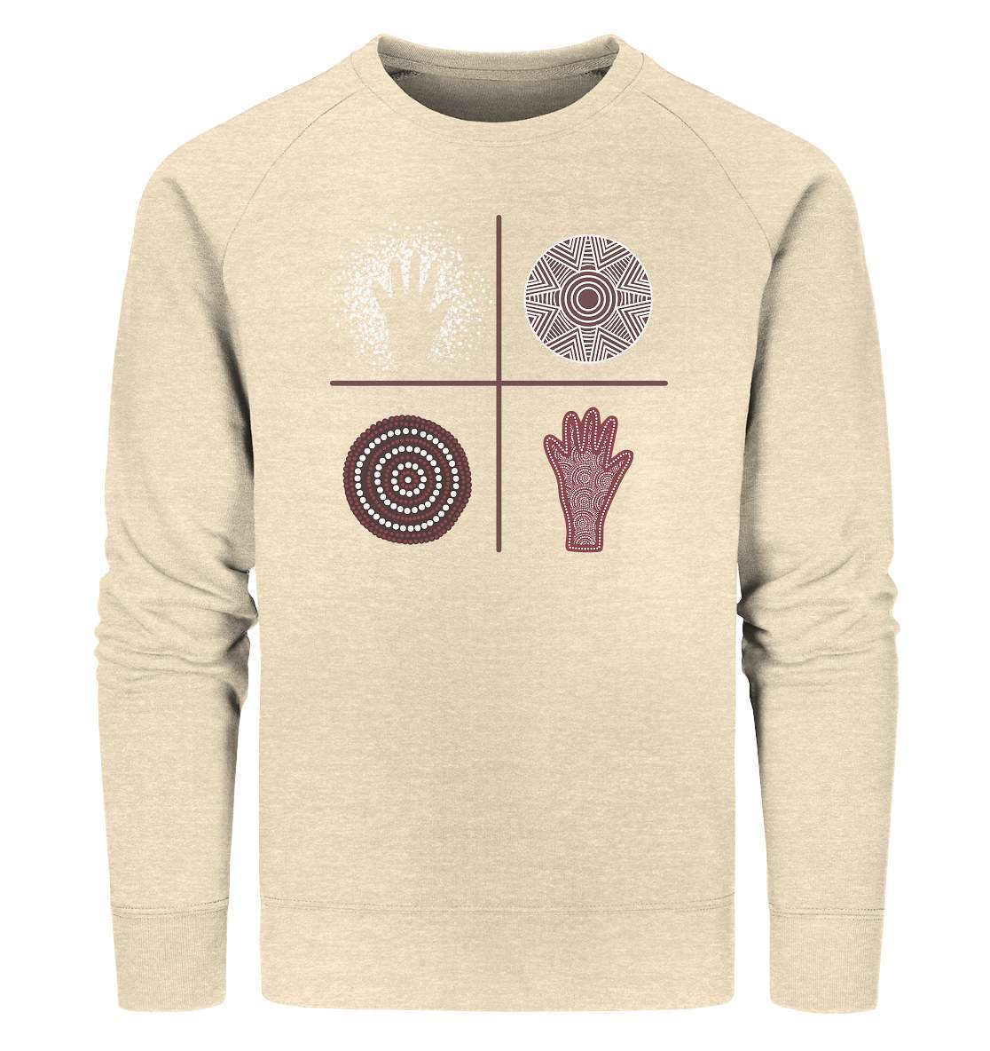 Aboriginal Australian Kunst in Perfektion - Organic Sweatshirt-aborigines,dotart,eingeboren,eingeborene australien,hand,kunst australien,Punktart,punkte,Punktkunst,stammeskunst,tasmanisch