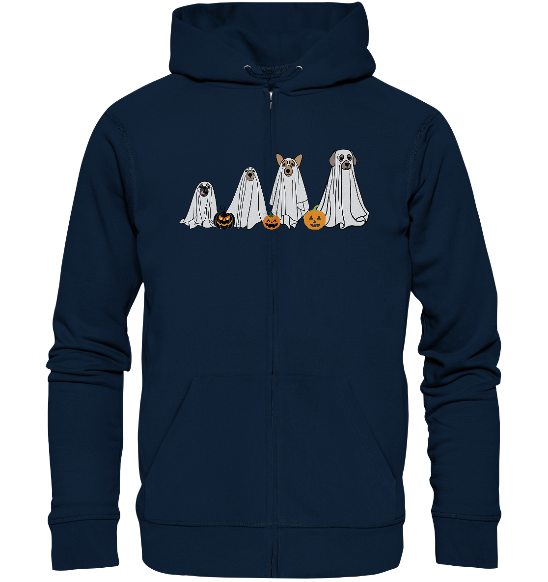 Halloween Sweatshirt, Halloween Sweatshirt, Geister Sweatshirt, Halloween Hunde Sweatshirt, GeisterHund Shirt, Halloween Crewneck, Gruselige Jahreszeit - Organic Zipper