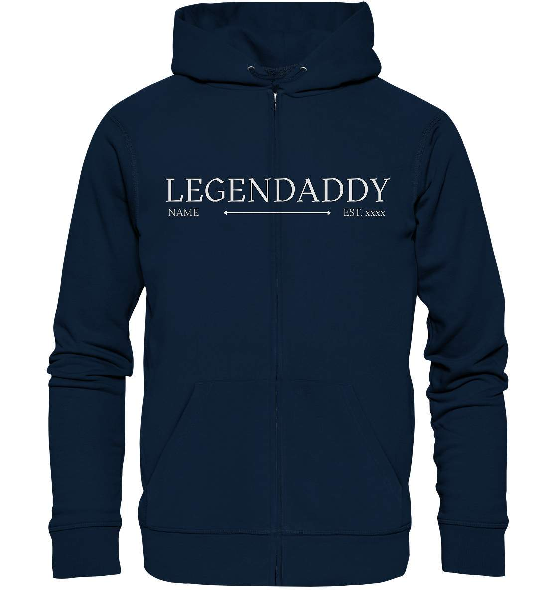 Legendaddy mit Name und Jahr personalisiert Papa Geschenk - Organic Zipper-baby,baby boy,baby shower,baby shower party,bester papa,Für Männer,Geburt,Geschenk,Legendaddy,Papa,personalisierte Geschenke,Schwangerschaftsverkündung,Vatertag,Vatertags Geschenk