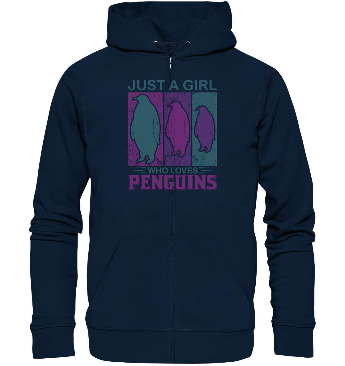 Pinguin Just a Girl who loves Penguins - Organic Zipper-bild pinguin,humboldt pinguin,Just a Girl who loves Penguins,pinguin,Pinguin Bild,pinguin clipart,pinguin comic,pinguin druck,pinguin shirt,pinguin t-shirt,plitsch platsch pinguin