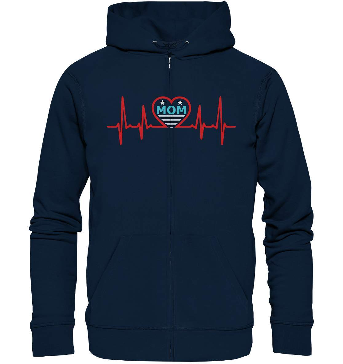 Herzschlag Mom Heartbeat perfekte zum Muttertag - Organic Zipper-ehemann,geschenkidee,heartbeat,liebe mama,Mama,Mama ist die beste,Mutter,mutter herzschlag,mutterliebe,muttertag,schwangerschaft verkünden,sohn,tochter