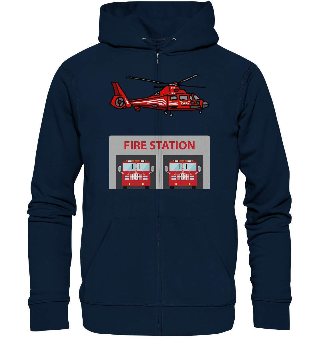 Feuerwehr Helikopter Fire Station - Organic Zipper-berufsfeuerwehr,feuerwehr,Feuerwehrfrau,Feuerwehrmann,freiwillige feuerwehr,geschenk,helikopter,jugendfeuerwehr,jungen,mädchen