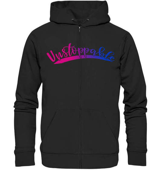 Unstoppable nicht zu stoppen - Organic Zipper-dran bleiben,durchhalten,kampf,kämpfer,motivation,nicht zu stoppen,niemals augeben,stark bleiben,stark sein,stätke,tapferheit,unaufhaltbar,unstoppable