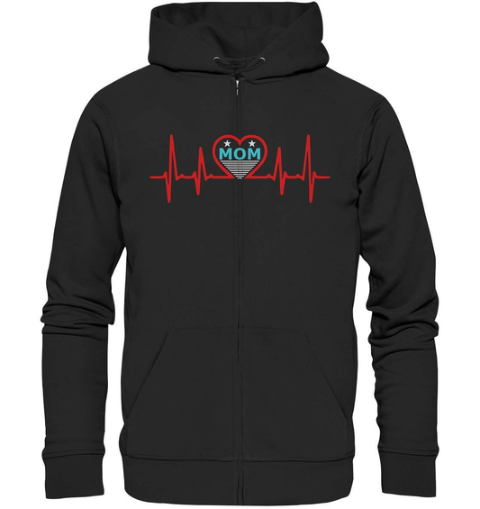 Herzschlag Mom Heartbeat perfekte zum Muttertag - Organic Zipper-ehemann,geschenkidee,heartbeat,liebe mama,Mama,Mama ist die beste,Mutter,mutter herzschlag,mutterliebe,muttertag,schwangerschaft verkünden,sohn,tochter