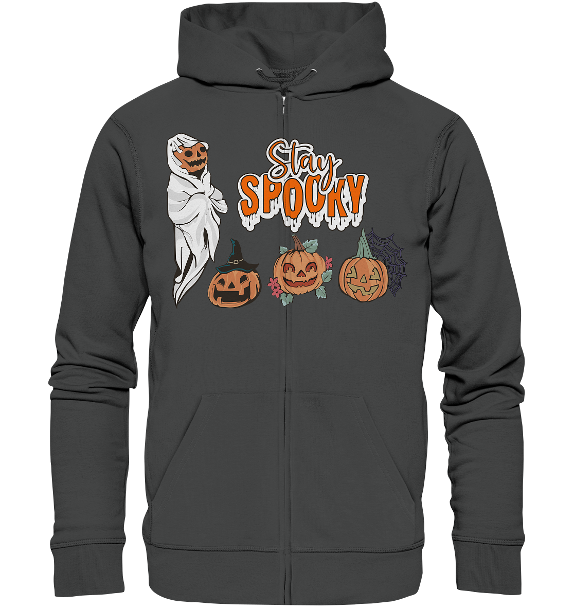 Kürbis Shirt, Halloween Shirt, Herbst T-Shirt, Kürbis Gesichter Shirt, Halloween Outfit, Stay Spooky, Halloween Kostüm  - Organic Zipper