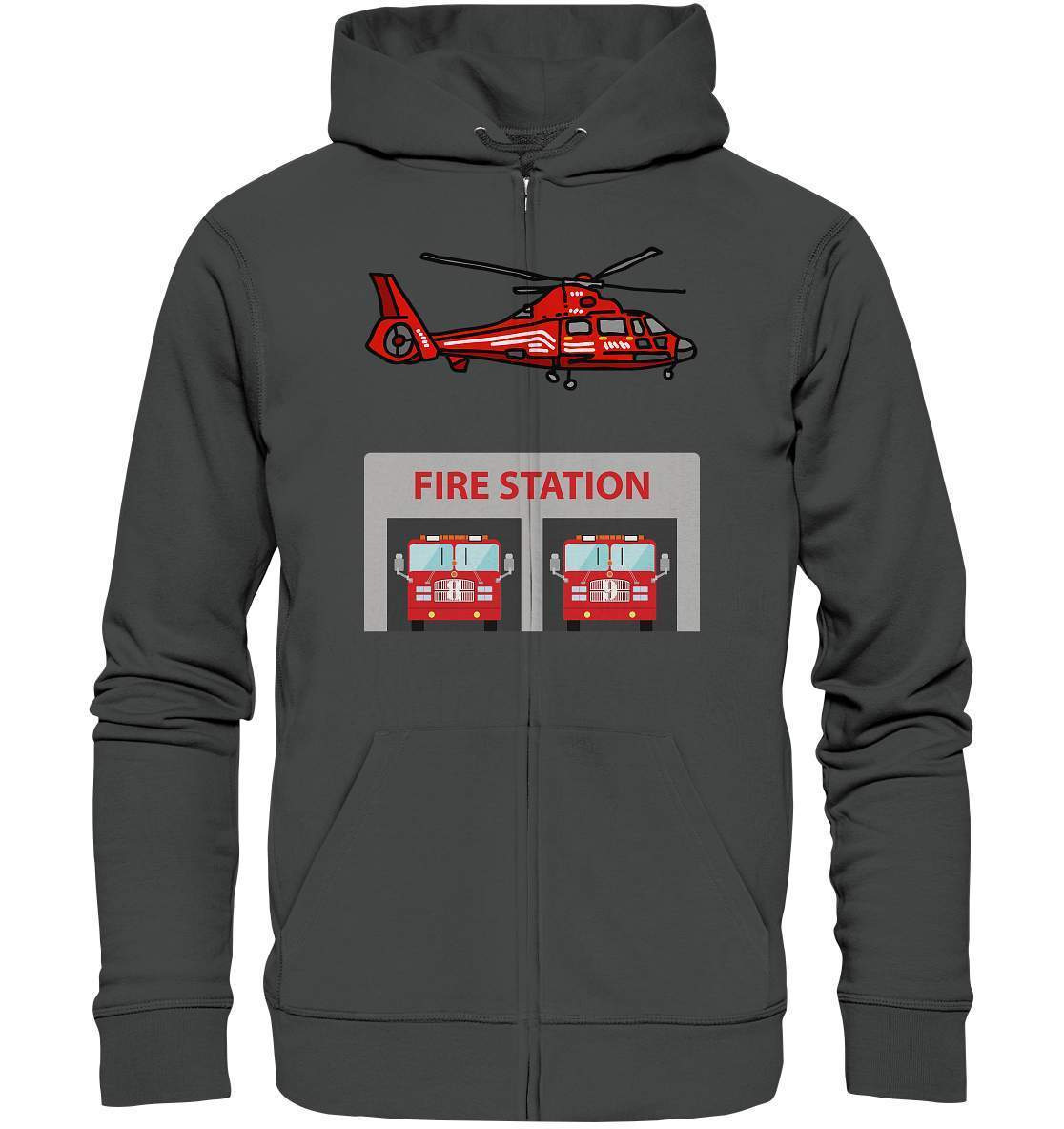 Feuerwehr Helikopter Fire Station - Organic Zipper-berufsfeuerwehr,feuerwehr,Feuerwehrfrau,Feuerwehrmann,freiwillige feuerwehr,geschenk,helikopter,jugendfeuerwehr,jungen,mädchen